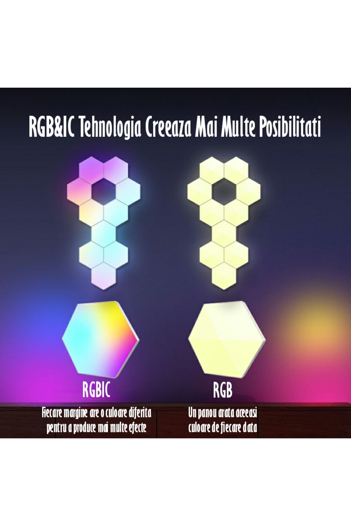 REVOSE-Hexagon Smart Modular Lamp with RGB LED Touch Switch 9