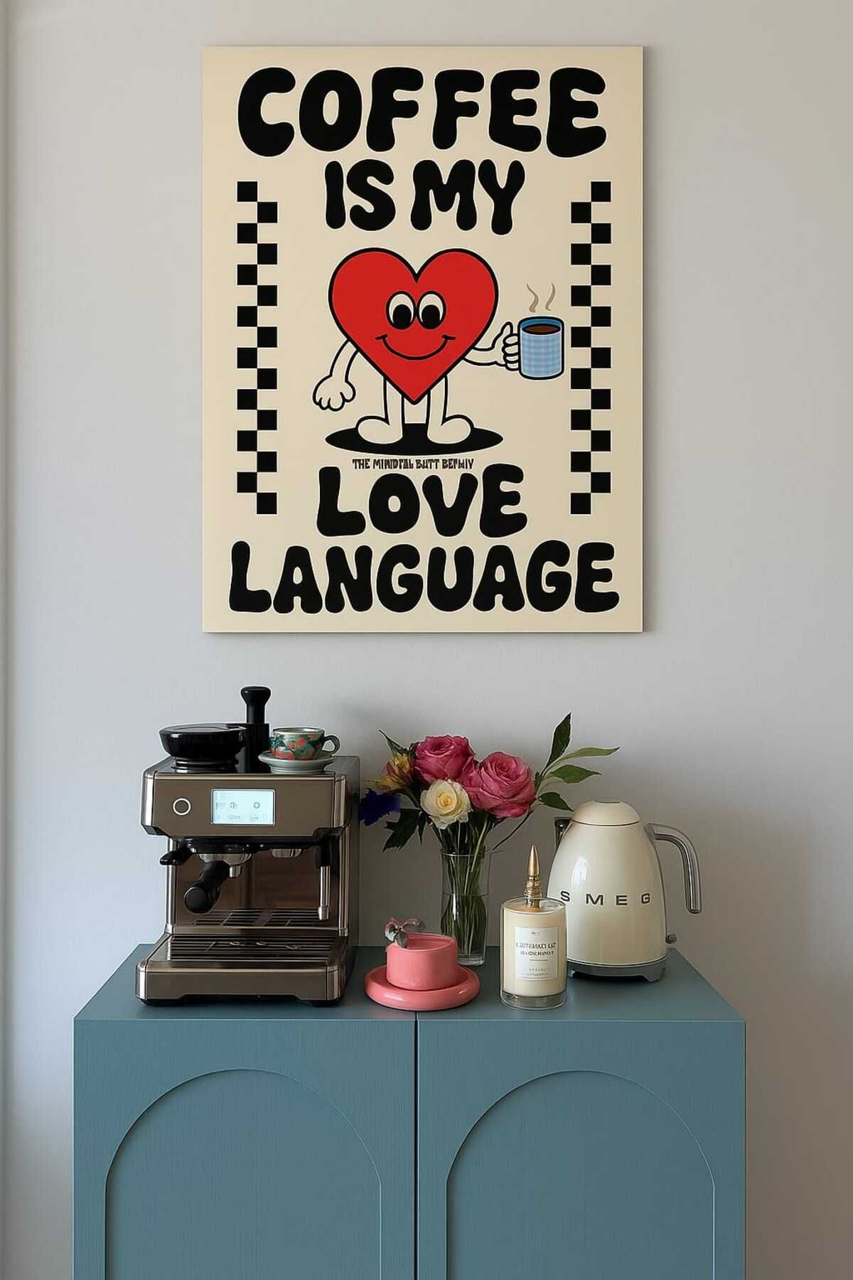 onurreklamonline “Coffee Is My Love Language” Yazılı Tablo – 50x30 cm – Dekota Üzeri Folyo Baskı – Kahve Temalı