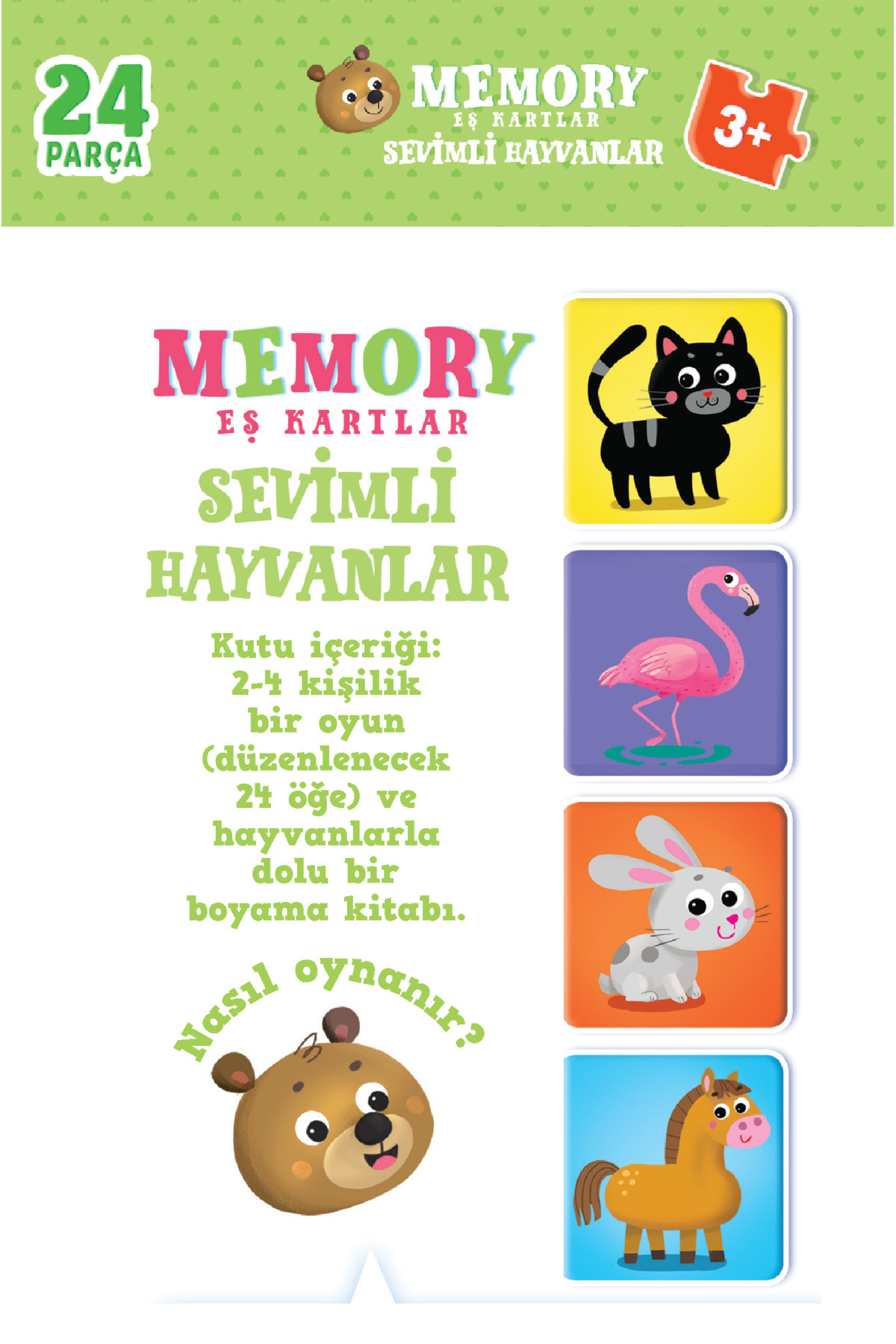 Dikkat Atölyesi Yayınları Sevimli Hayvanlar Hafıza Kartları 24 Parça (Eşleştirme Kartları+ Sevimli Hayvanlar Boya Kitabı) fotoğrafı 2 (önizleme)