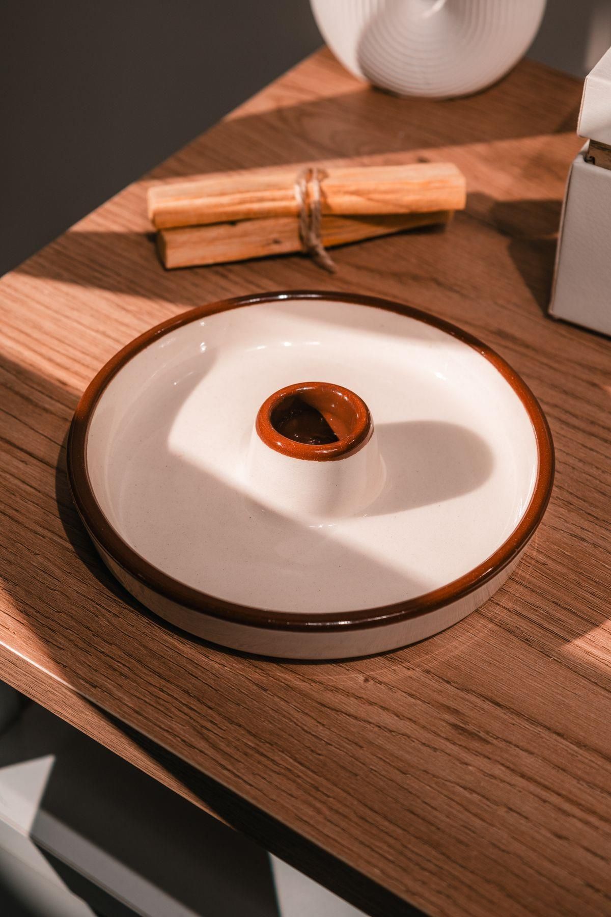 Love Bundles Krem Kahverengi Özel El Yapımı Seramik Palo Santo Tütsülük