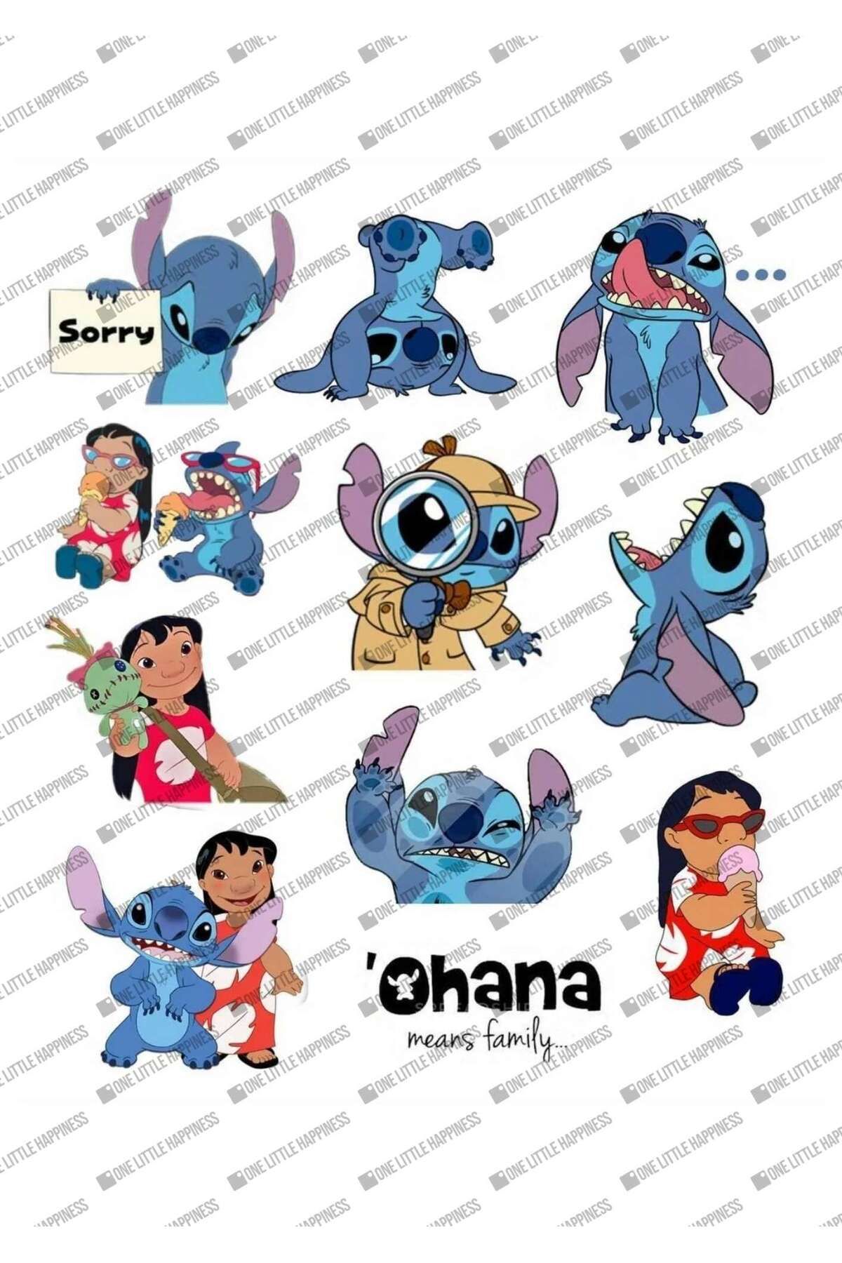 One Little Happiness Stitch Laptop Notebook Telefon Kılıfı Sticker Paketi