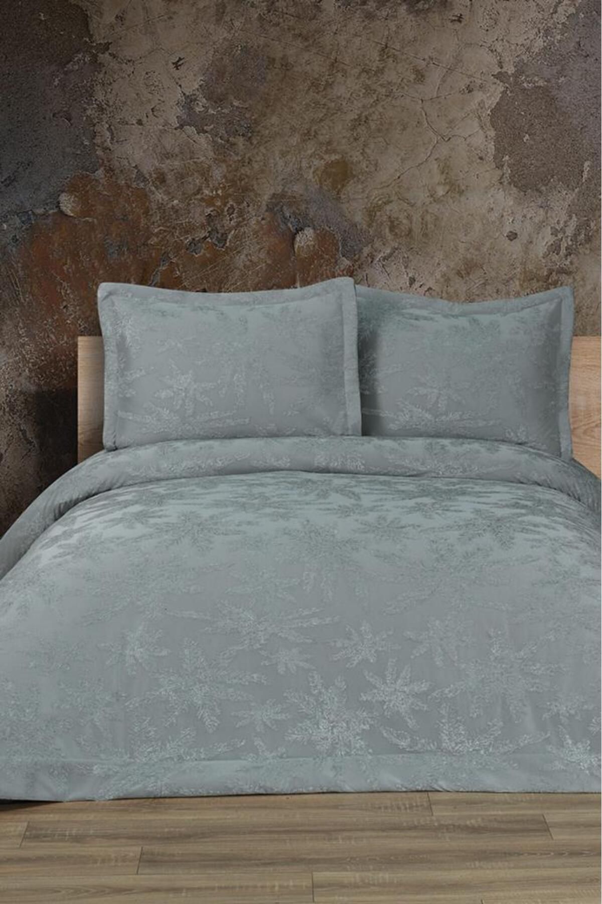 Çeyiz Diyarı Jasmin Elyaf Dolgulu Çift Kişilik 250x255 Cm Yatak Örtüsü Adaçayı