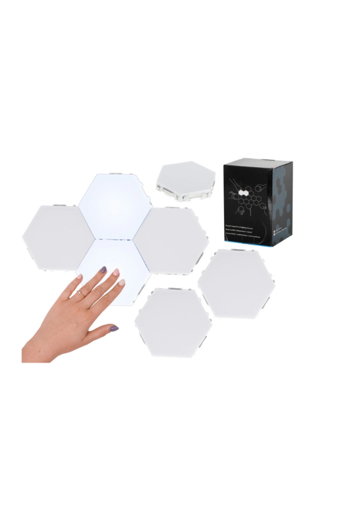 REVOSE-Hexagon Modular Lamp with Touch-On LED, 6 Touch Panels 6