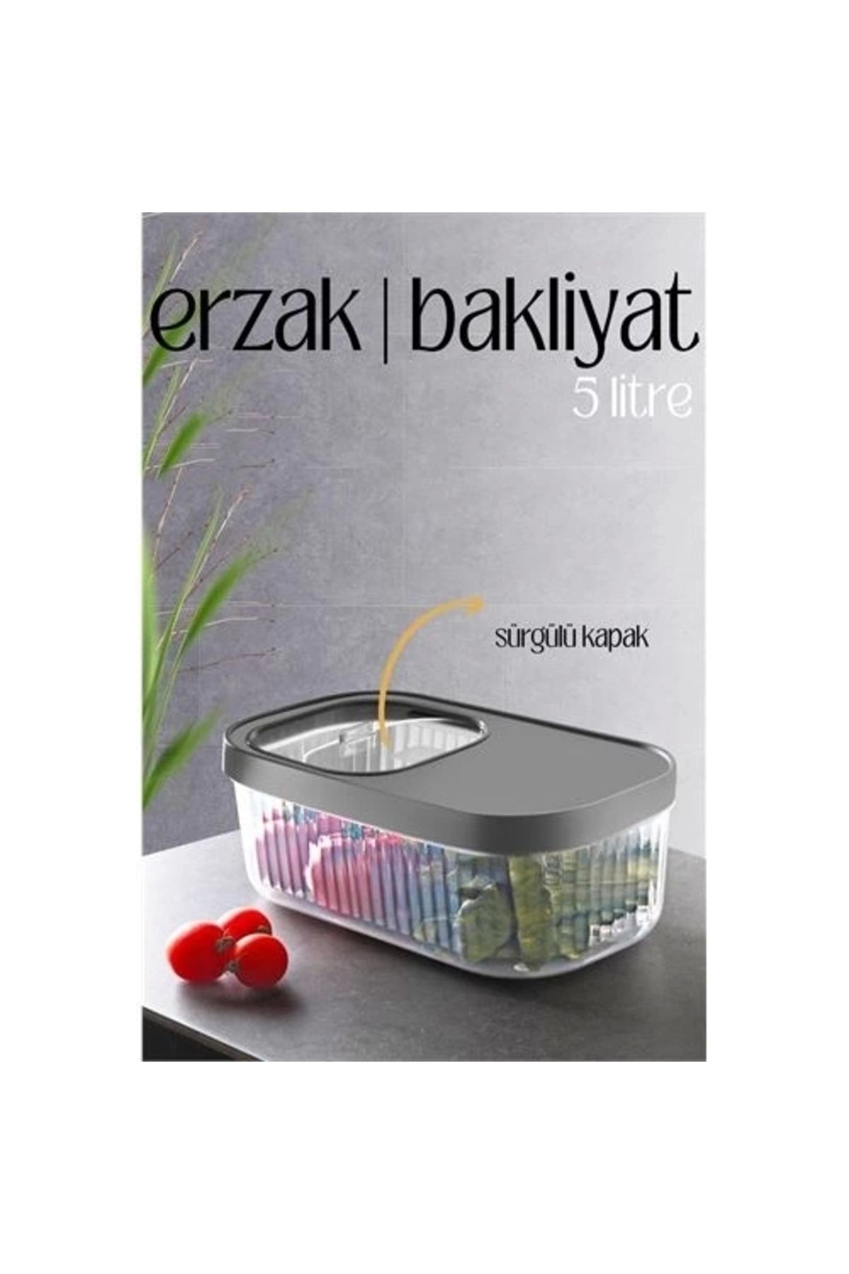 Generic MultiBox Erzak Bakliyat Kutusu Sürgülü Kapak 5 Litre