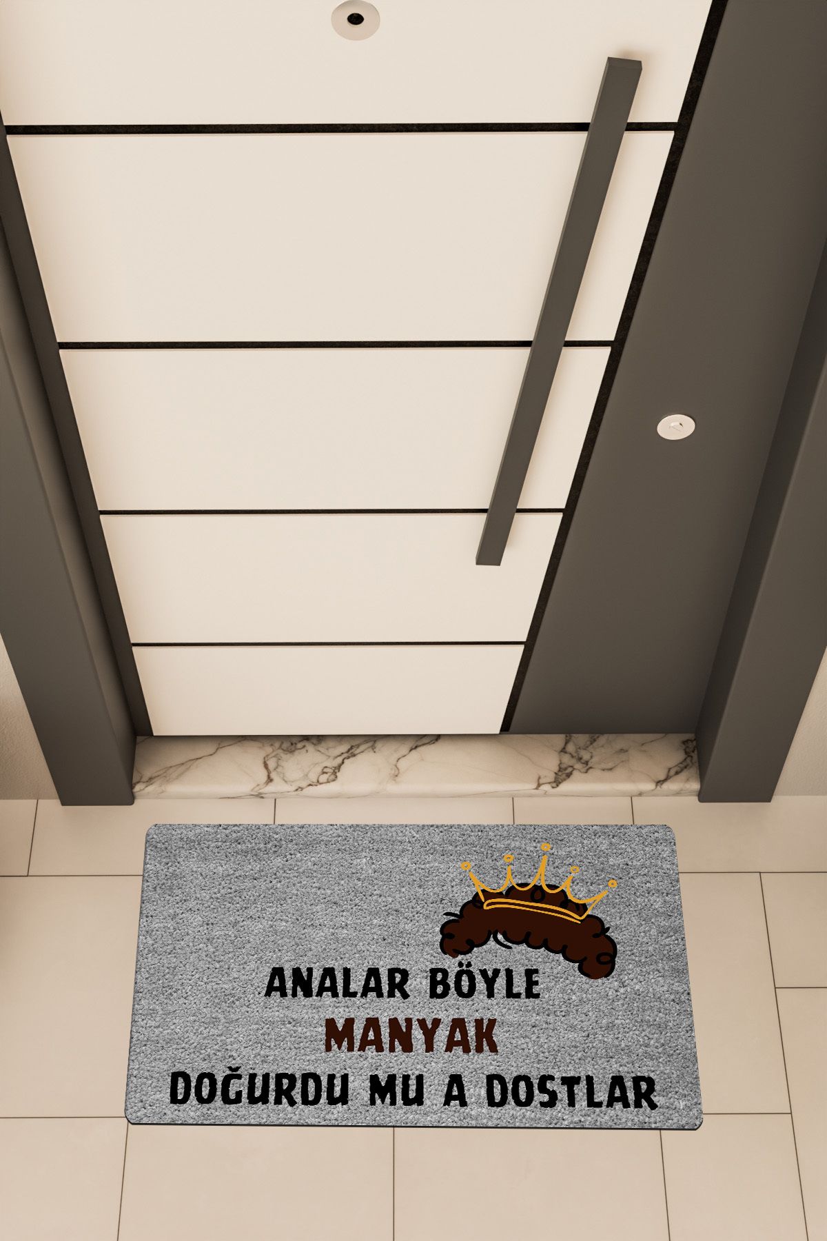 Dormot Home Yüksek Kaliteli Dijital Baskı Gri, Prens Böyle Manyak Görüldümü, temalı Kapı Önü Paspası