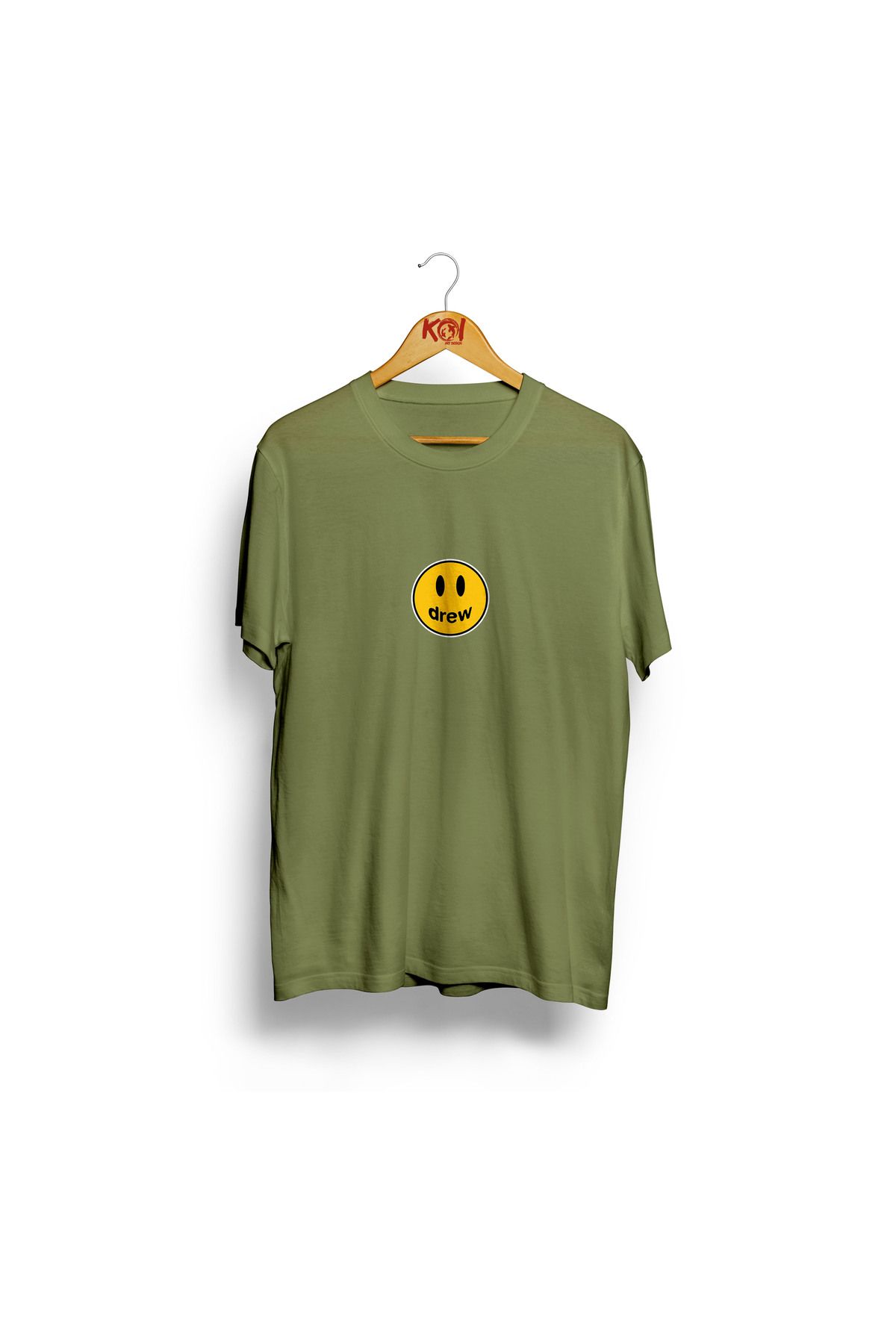 Butik Drew / Erkek Haki Yeşil Renk T-Shirt / %100 Pamuk Premium Quality / Regular Fit
