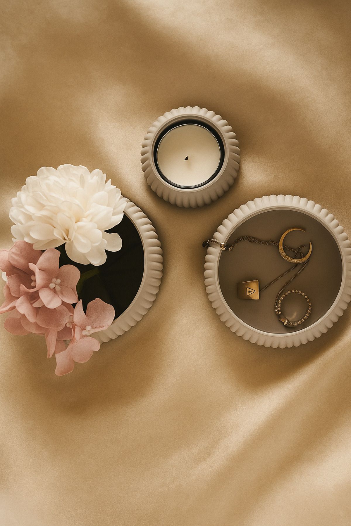 Nova lab Layla 3'lü Saksı, Mumluk, Organizer Minimalist Set