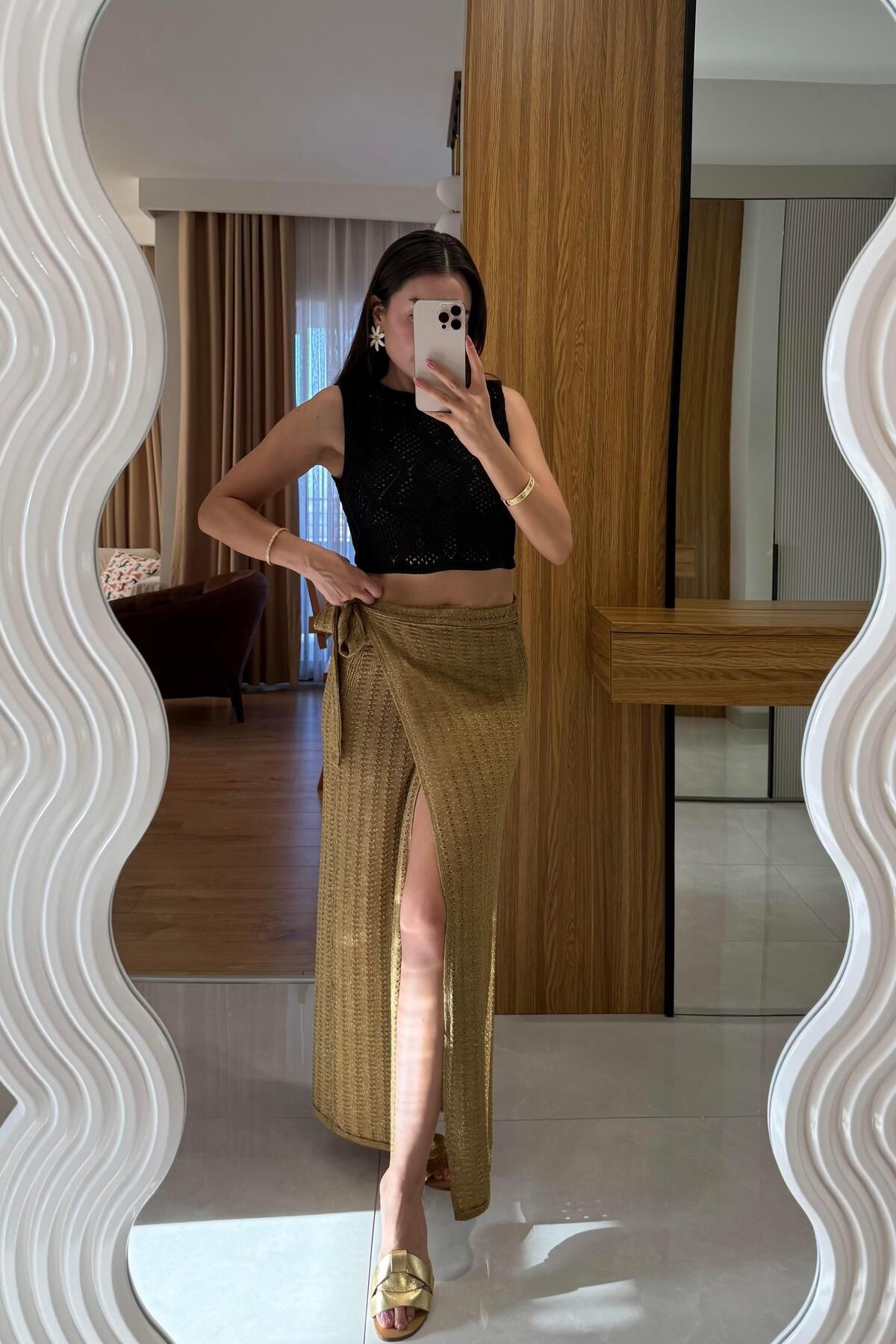 Gizem Ecemiş Aloha Simli Asimetrik Plaj Eteği