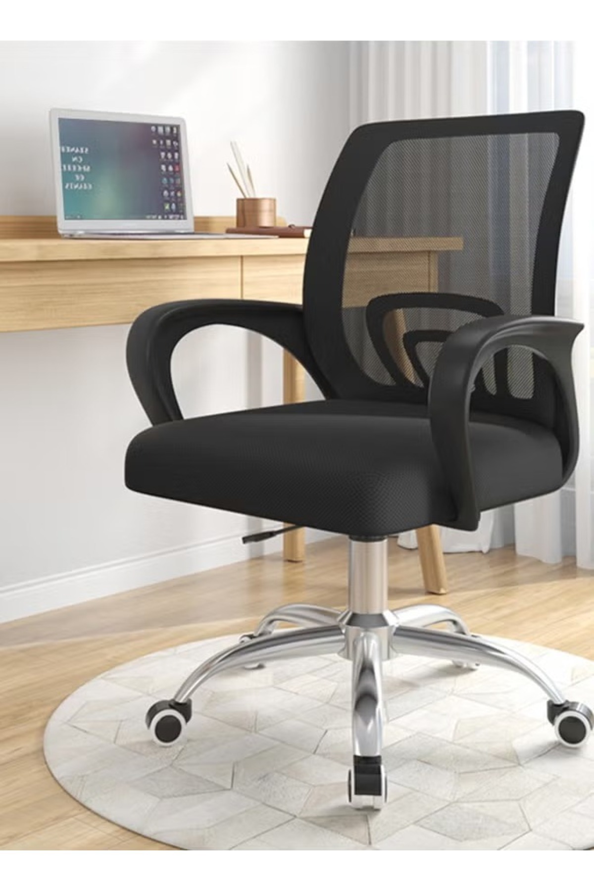 Mesh Adjustable Office Chair with Metal Leg Black 25x55x50cm, M4883932,