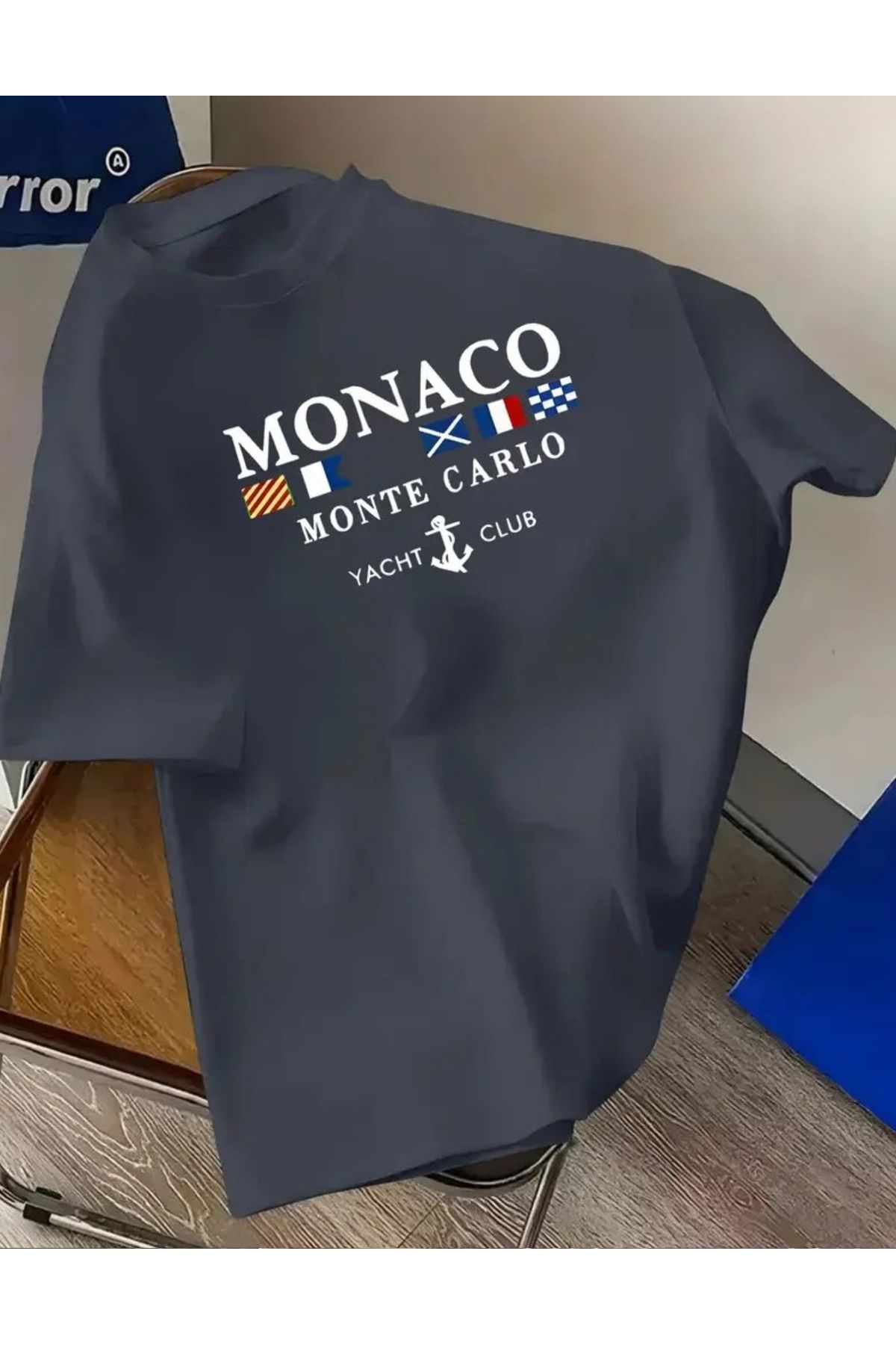 SAJA Unısex Kadın/Erkek Baskılı Oversize Düşük Kol Bisiklet Yaka T-Shirt
