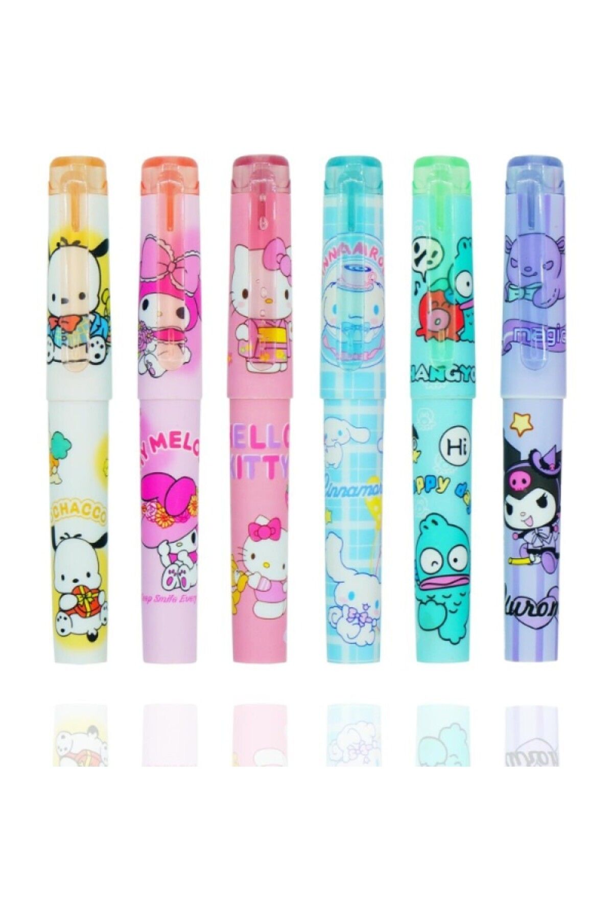 delta online 6'lı Fosforlu Kalem Seti - Hello Kitty Kuromi ve Arkadaşları