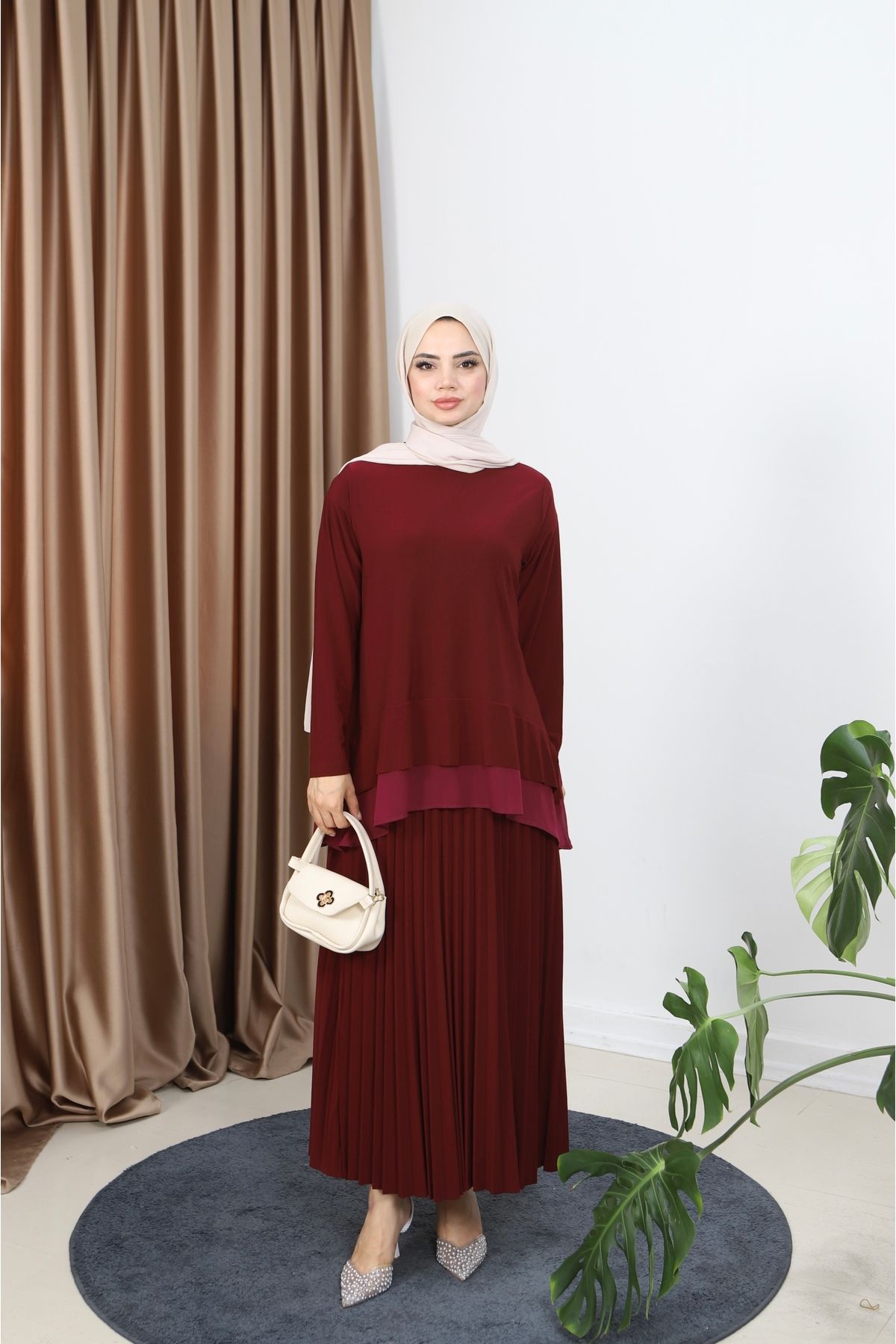 NİSUM MODA ŞİFONLU SANDY ETEKLİ TAKIM