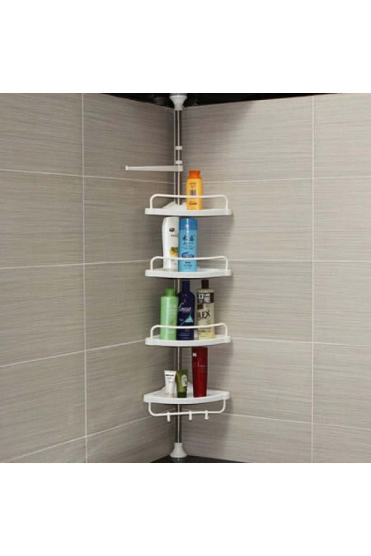 OEM Raft De Colț Lifestyle Pentru Baie Și Duș, 4 Rafturi, Înălțime Reglabilă, Montare În Colț Până La 260 - One Size