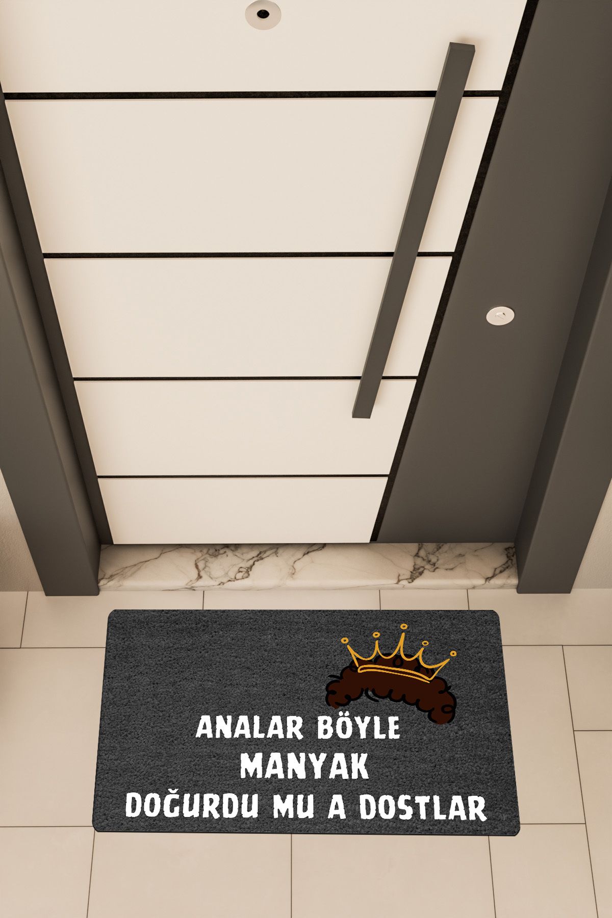 Dormot Home Yüksek Kaliteli Dijital Baskı Siyah, Prens Böyle Manyak Görüldümü, temalı Kapı Önü Paspası