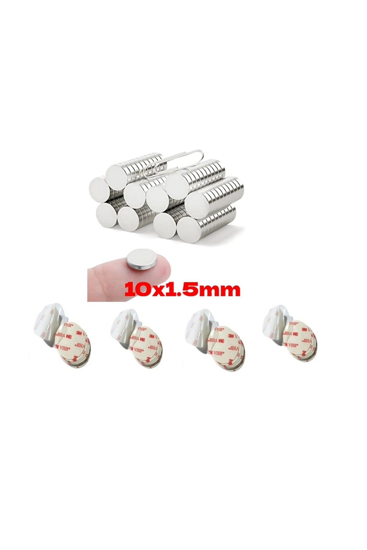 Hdg Dekorasyon 100Adet Şeffaf Yapışkanlı Mıknatıs Dekoratif Buzdolabı Magneti Hediyelik Magnet 10x1.5mm