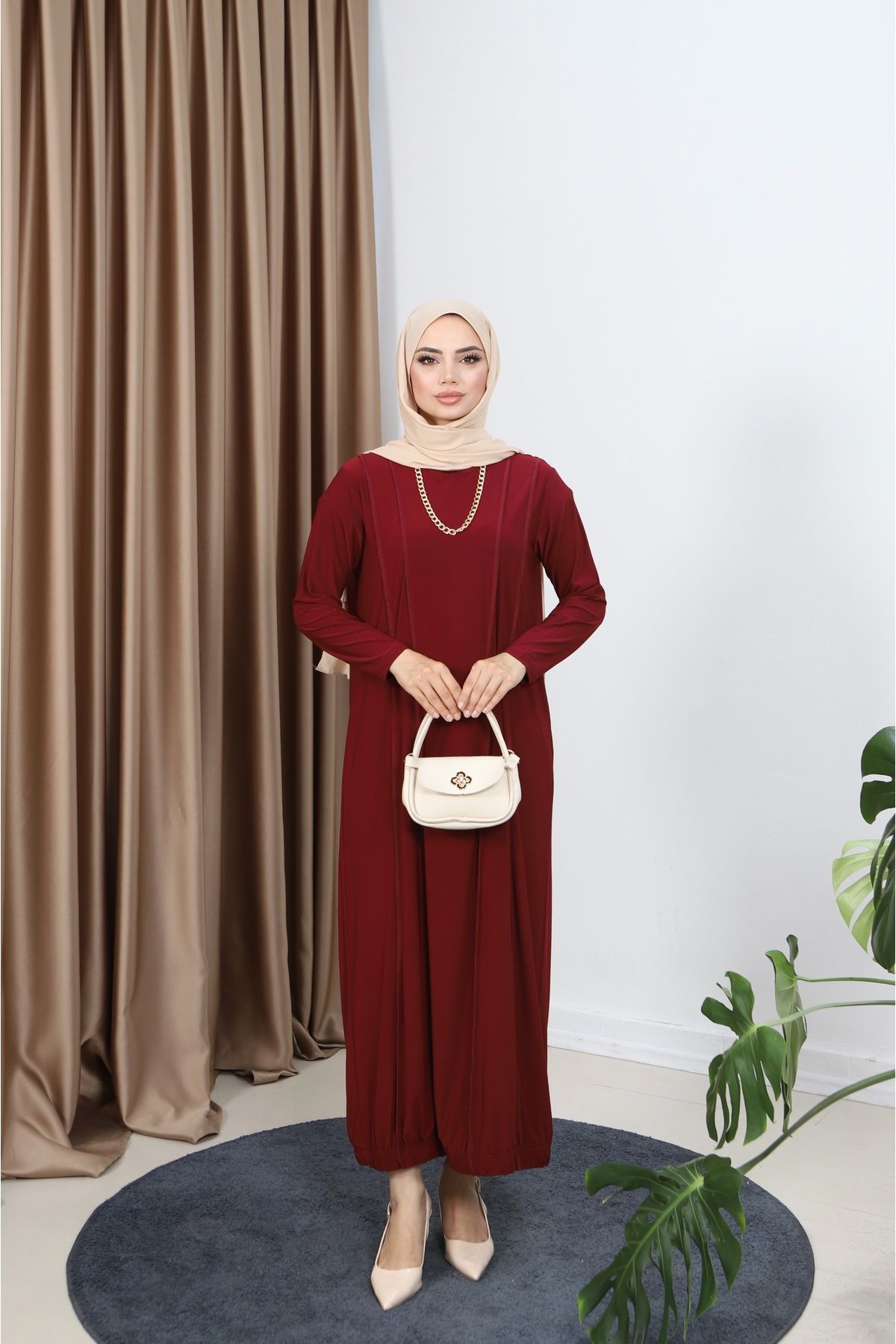 NİSUM MODA LİNA ÖNÜ PARÇALI SANDY ELBİSE