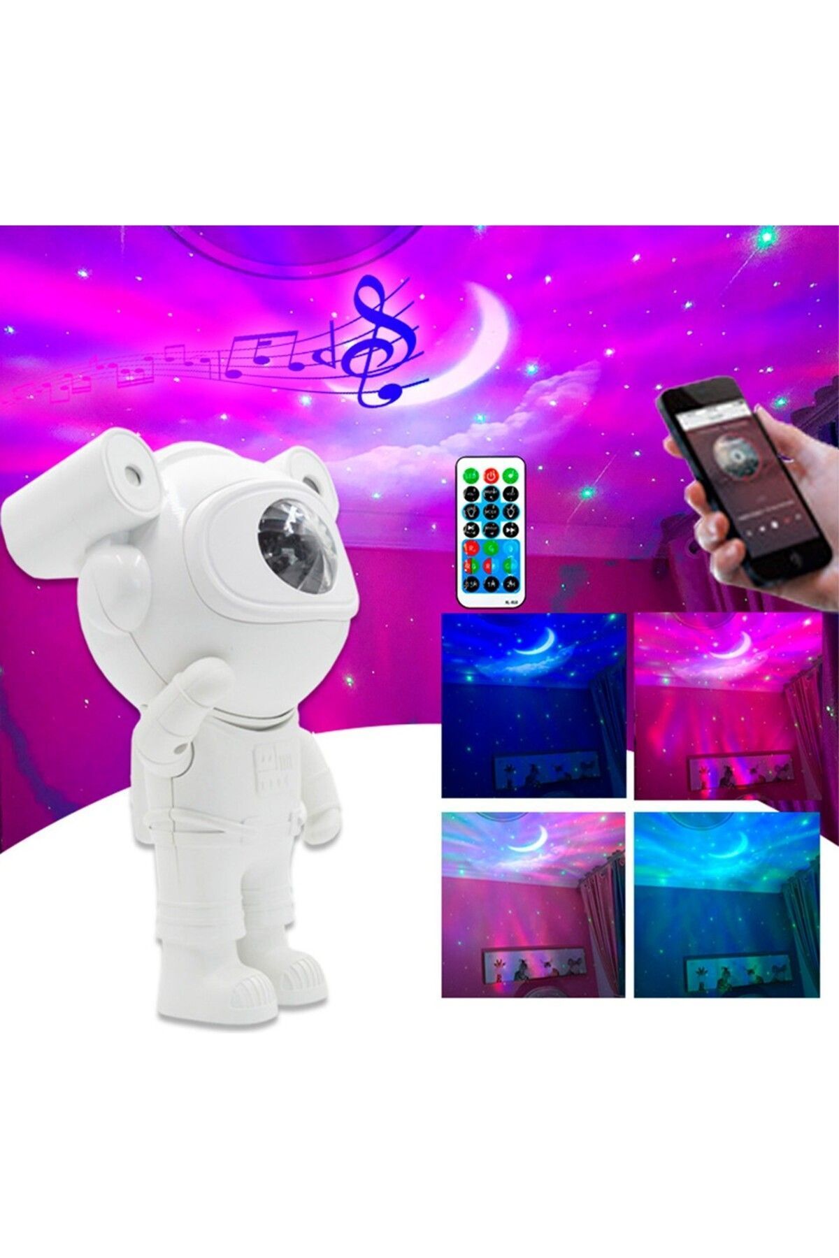 AVŞA Global Astronot Projektör Bluetooth Hoparlör & Gece Lambası Galaxy Gökyüzü Star Projeksiyon & Hoparlör