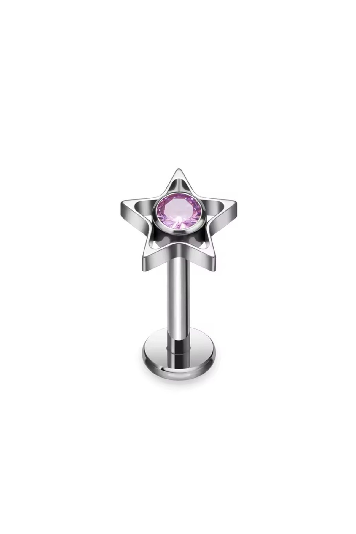 Janset F136 Titanyum Yıldız Model Zirkon Taşlı Tragus Piercing - Helix Piercing