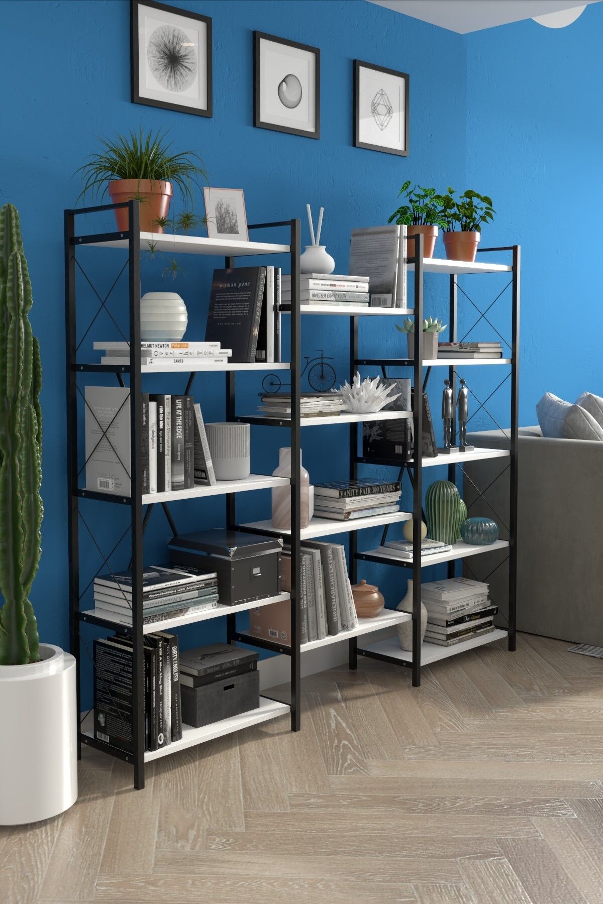 DizaynMotion Dekoratif Maxi Kitaplık Dosya Rafı Çok Amaçlı 14 Raflı Kitaplık 150 Cm