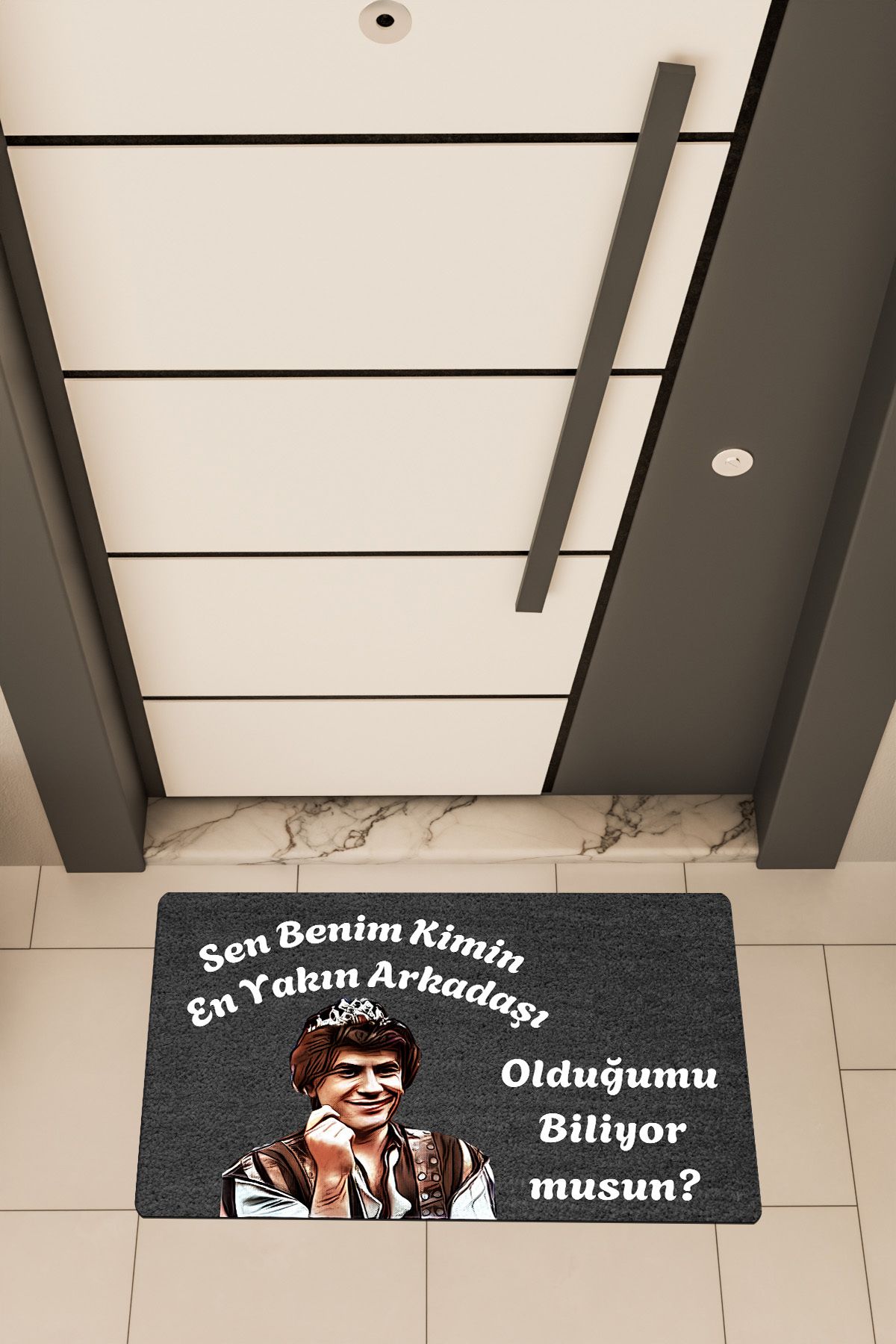 Dormot Home Yüksek Kaliteli Dijital Baskı Siyah, Prens Kimin Arkadaşı, temalı Kapı Önü Paspası