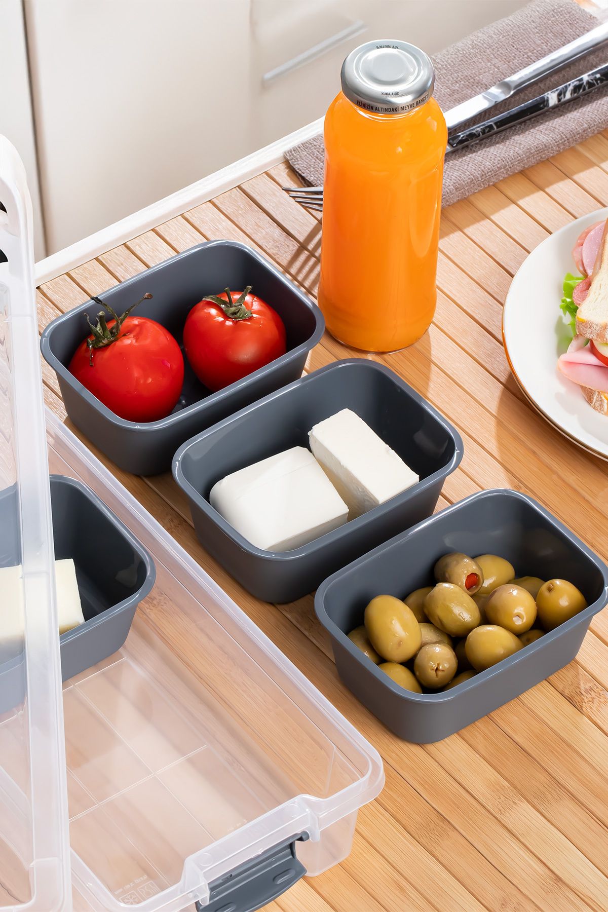 Porsima-Org-457 6 Piece 4-Compartment Breakfast Multi-Purpose Organizer Storage Container with Lid Breakfast Set 3