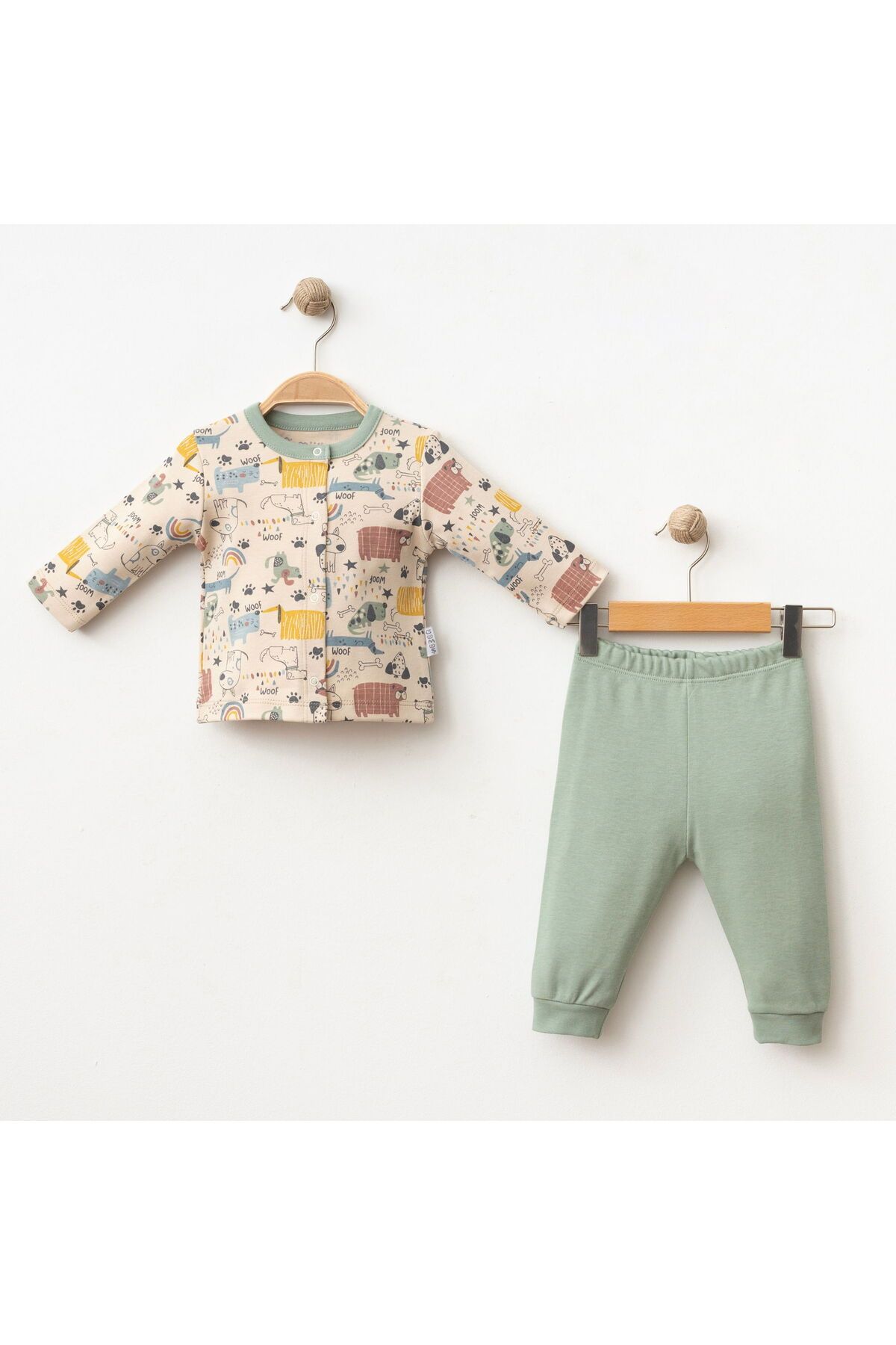 Gümüş Baby Kids BEBEK 2 Lİ TAKIM ANİMAL BASKILI MANŞETLİ ÇITÇITLI