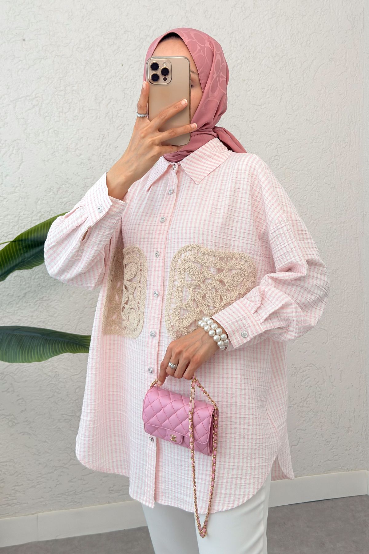 ALLMİRA FASHION Dantel Cepli Gömlek