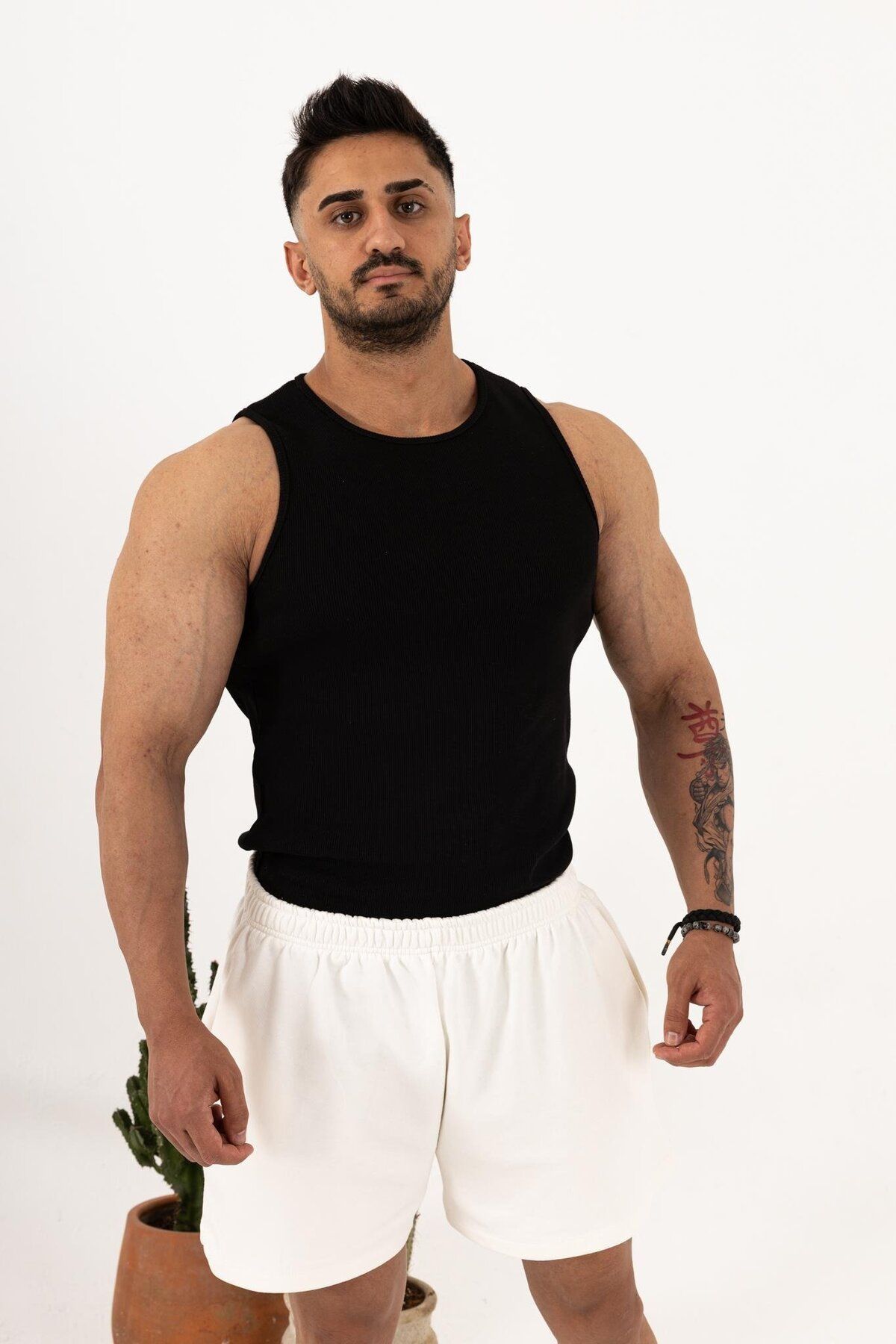 QUİCKPREP Erkek Beyaz Ribana Fitilli Atlet – Yazlık Slim Fit Basic Atlet
