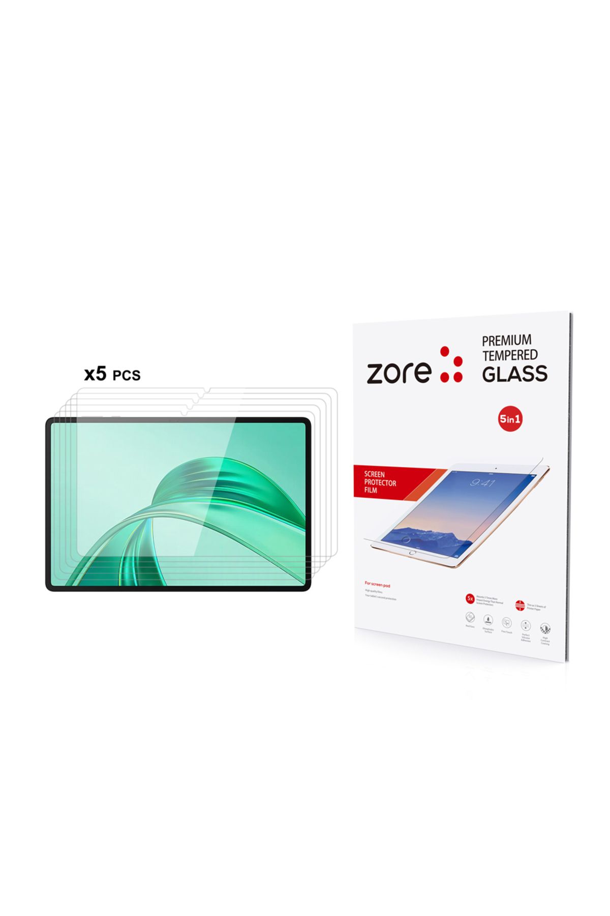 MAKSTECHNOLOGY Honor Pad X8A Uyumlu MKST 5in1 Tablet Temperli Cam Ekran Koruyucu-Şeffaf