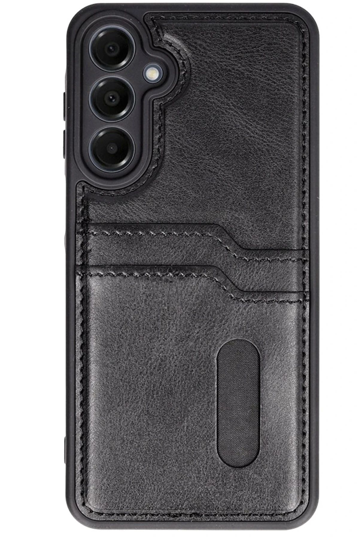 NewFace Samsung Galaxy S24 FE Kılıf Sara Kartvizitli Deri Kılıf - Siyah YNSMR
