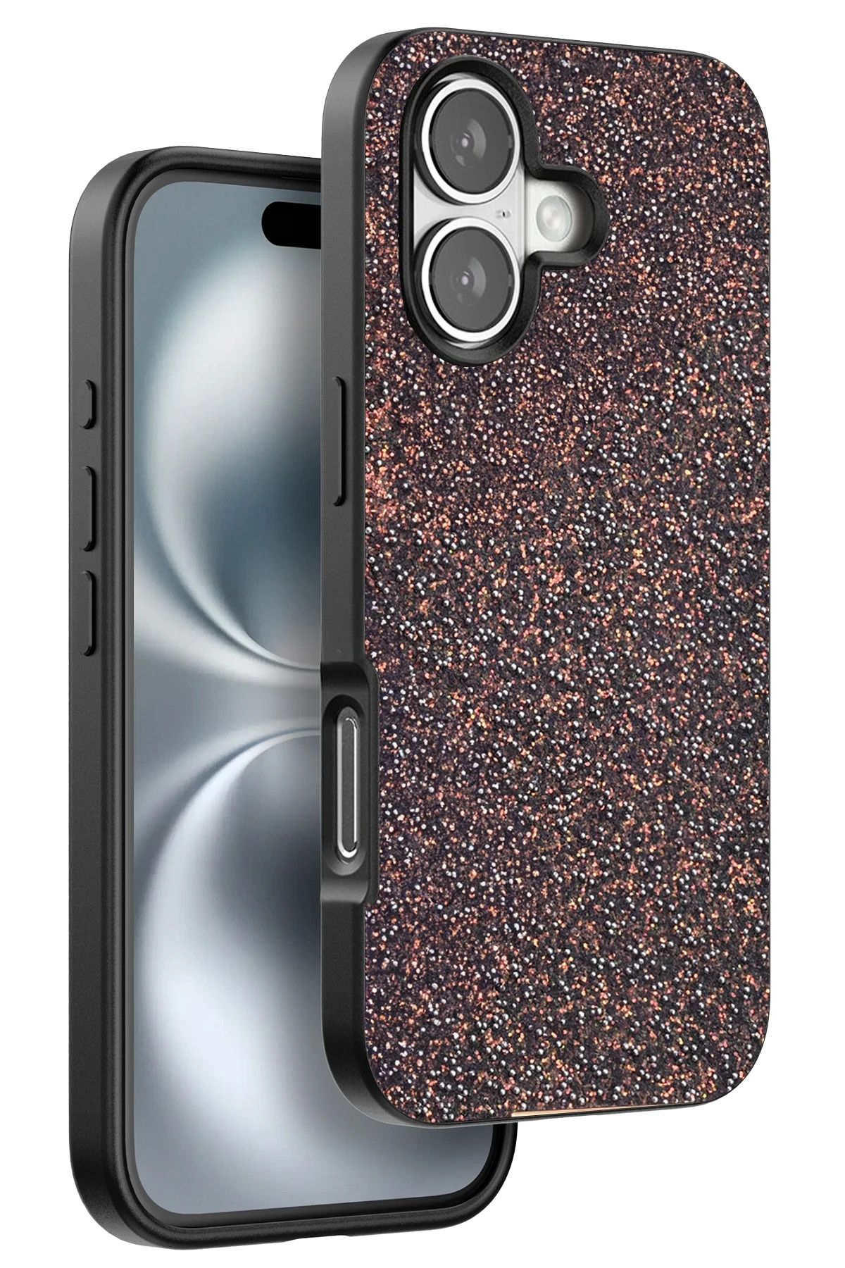 ONEGIF iPhone 16 Plus Bright Simli Kapak - Derin Mor YNSMR