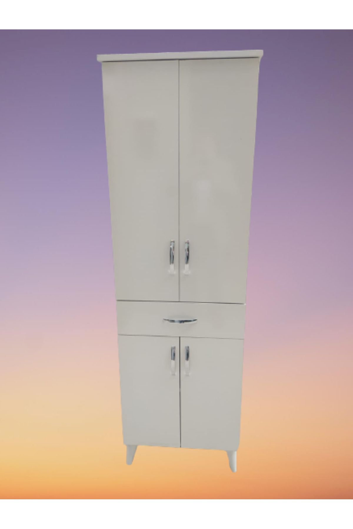 BENGİ TİCARET Çok Amaçlı 18210 Dolap BEYAZ Model Hard Parlak Suntalem 180 Demonte 4raf El Yapım