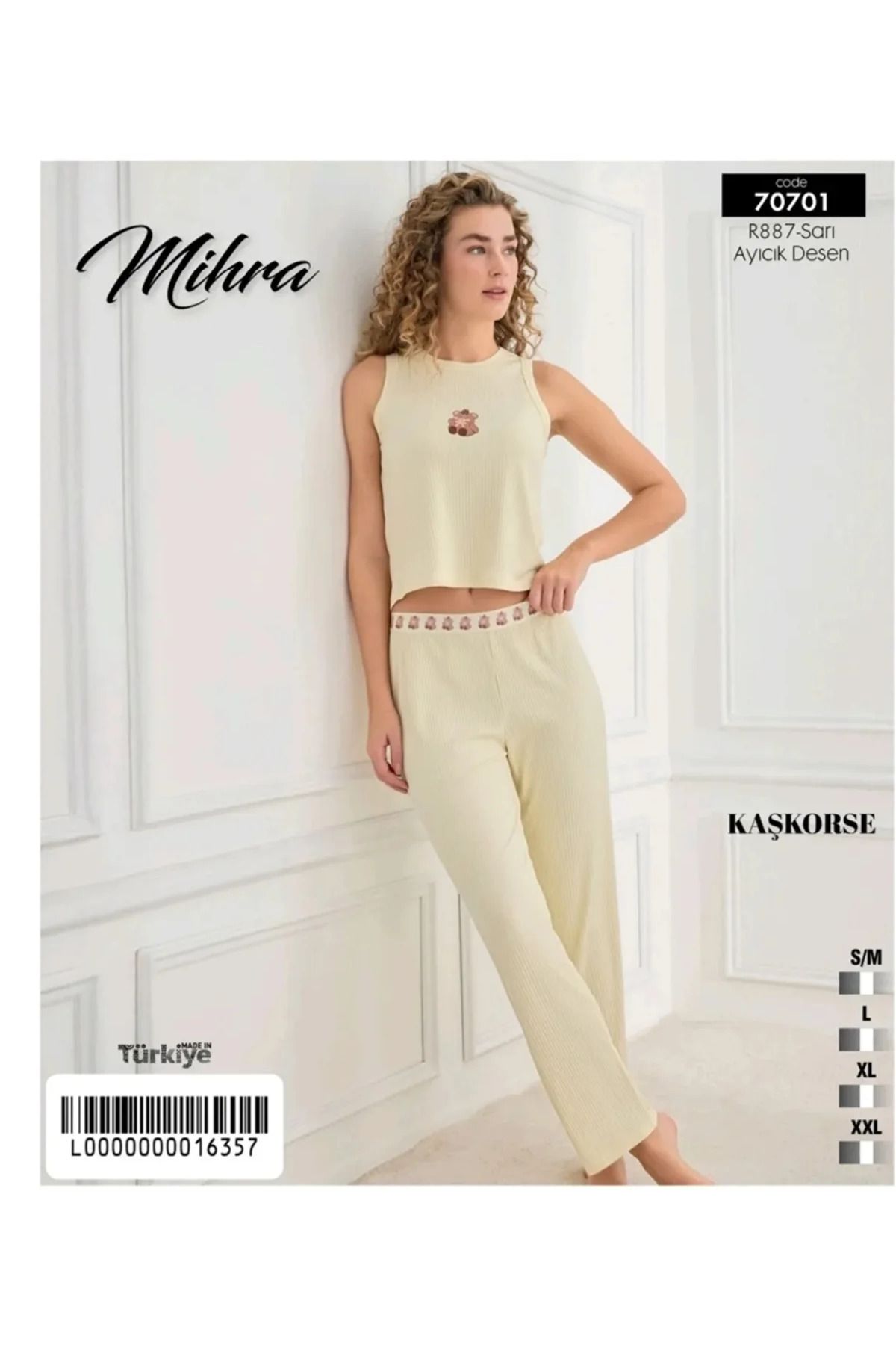 Butik MİHRA 70701 Mihra Kaşkorse Pijama Takımı Ayıcıklı