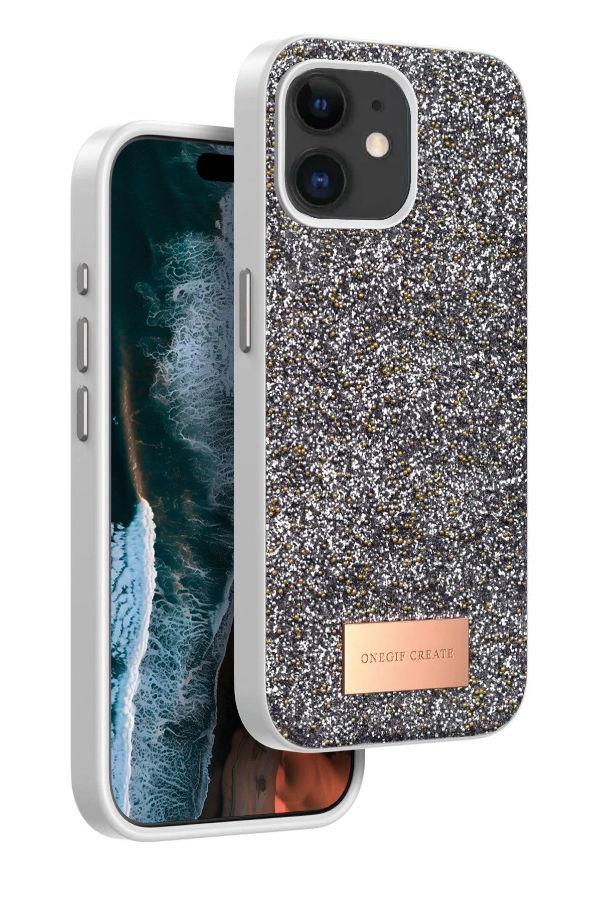 ONEGIF iPhone 11 Bright Simli Kapak - Gümüş YNSMR