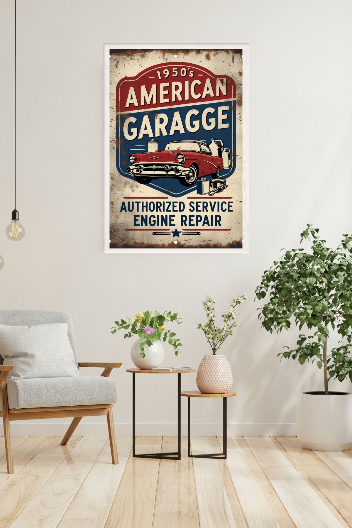 Dekorella Vintage Retro Çerçeve Görünümlü 40x60 cm Dekota Tablo – 3 mm Kalınlık T1024