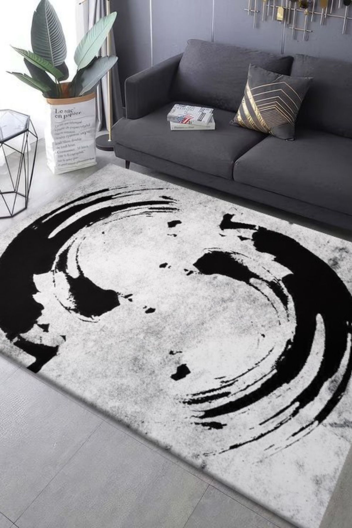 DERAS HOME Dijital Baskı Yıkanabilir Kaymaz Taban Salon Halısı Yolluk