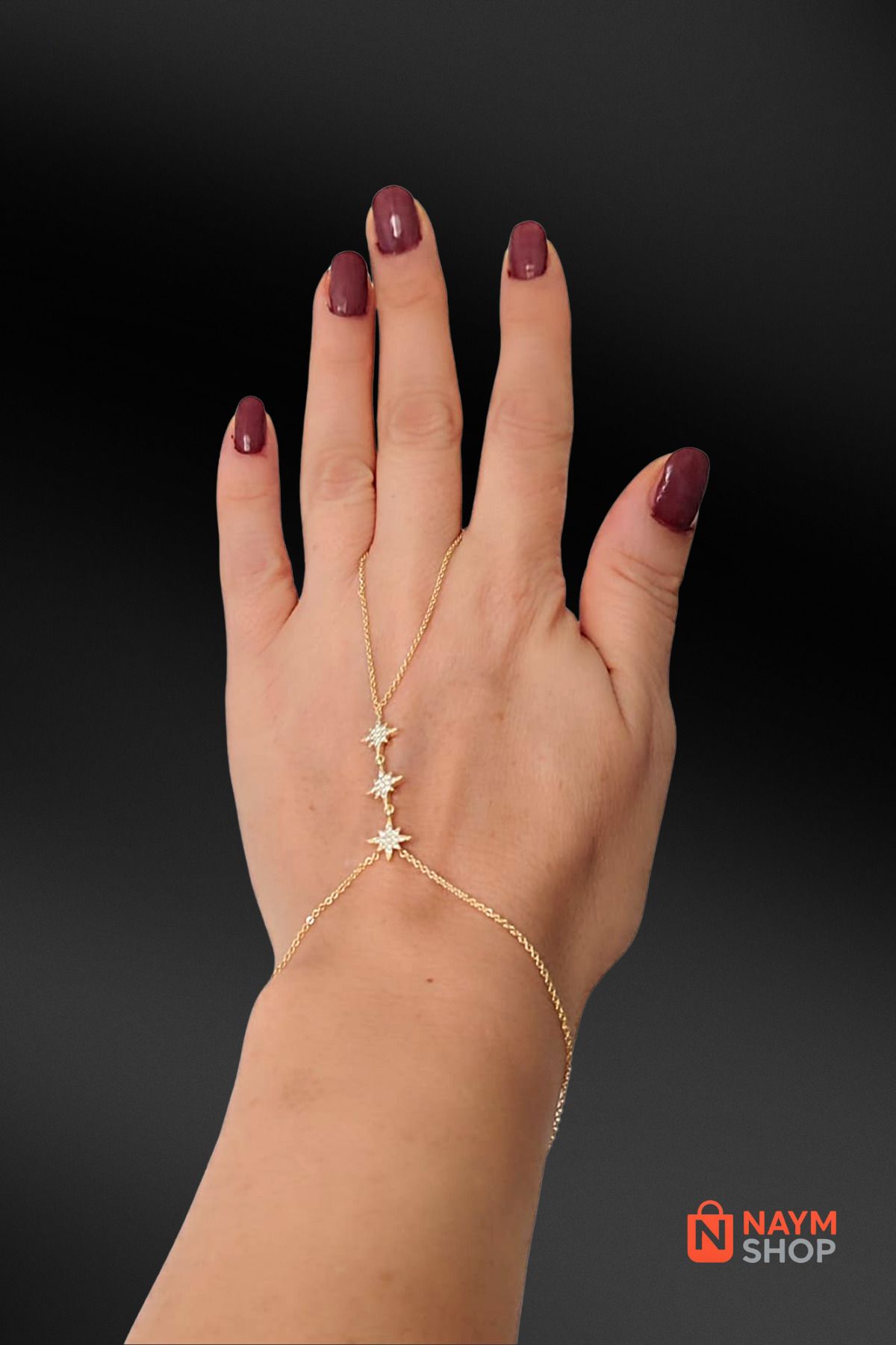 NAYM SHOP Zirkon Taş Kuzey Yıldızlı İnce Zincirli Şahmeran Gold Renkli (1Adet)
