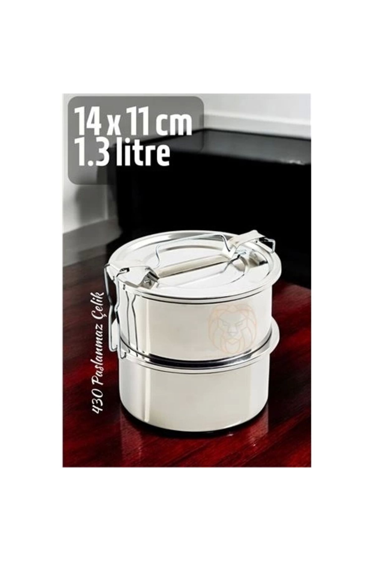 Generic Sefer Tası Yemek Kabı Paslanmaz Çelik 2 Katlı 14 cm 1.3 LİTRE