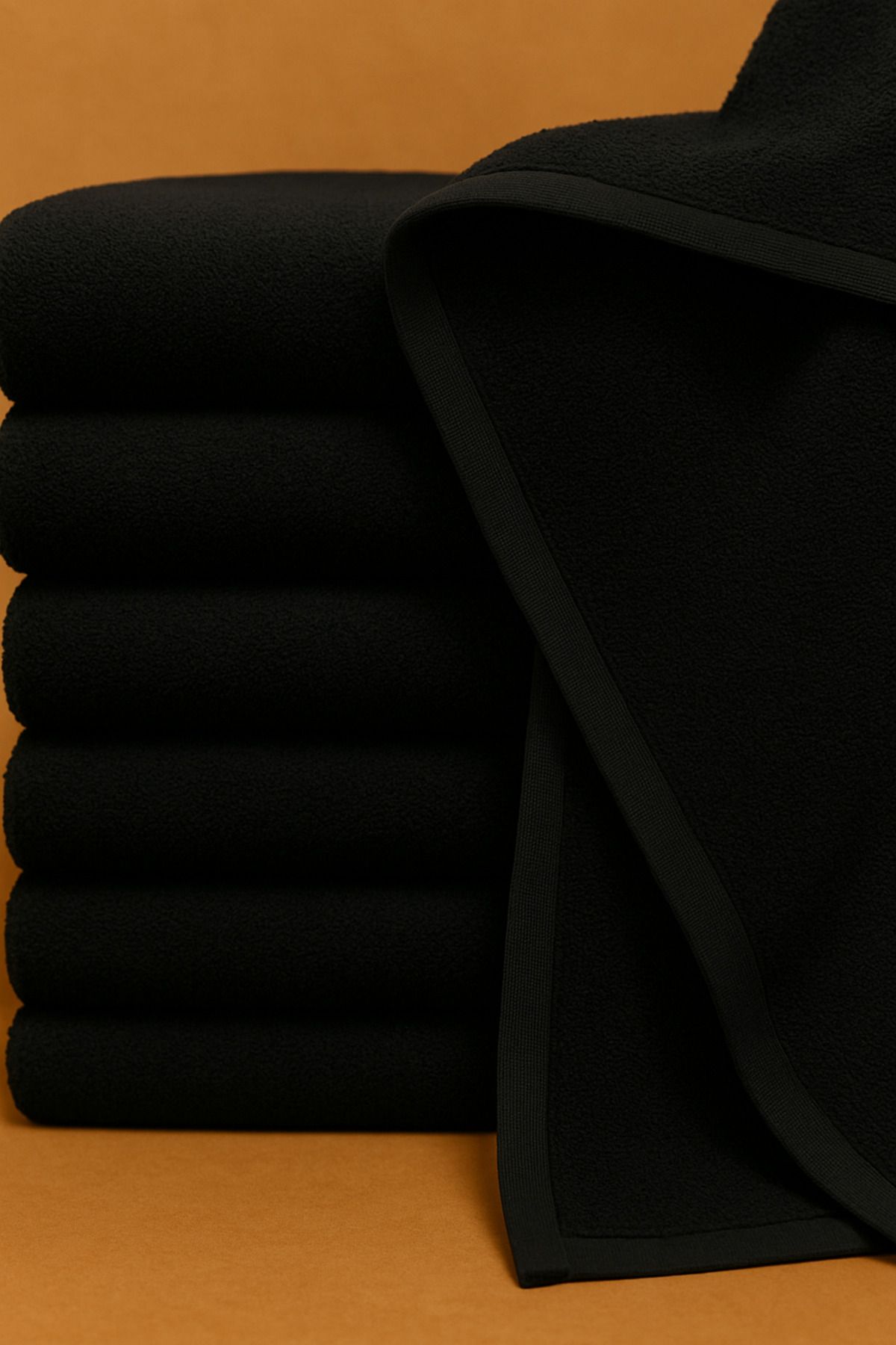 S&R 6 Adet 50x90 cm Siyah El- Yüz- Baş Havlusu Berber- Kuaför Havlusu %100 Pamuk