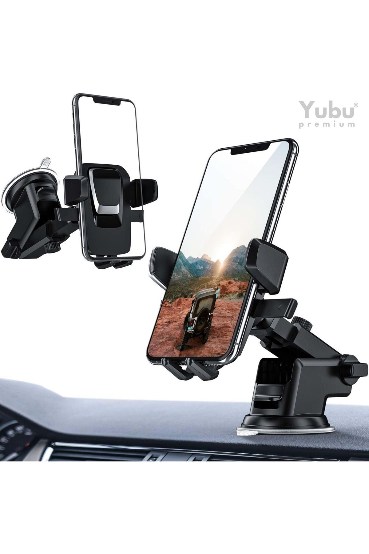 yubu Araç İçi Uzayan Ayarlanabilir Vantuzlu Telefon Tutucu
