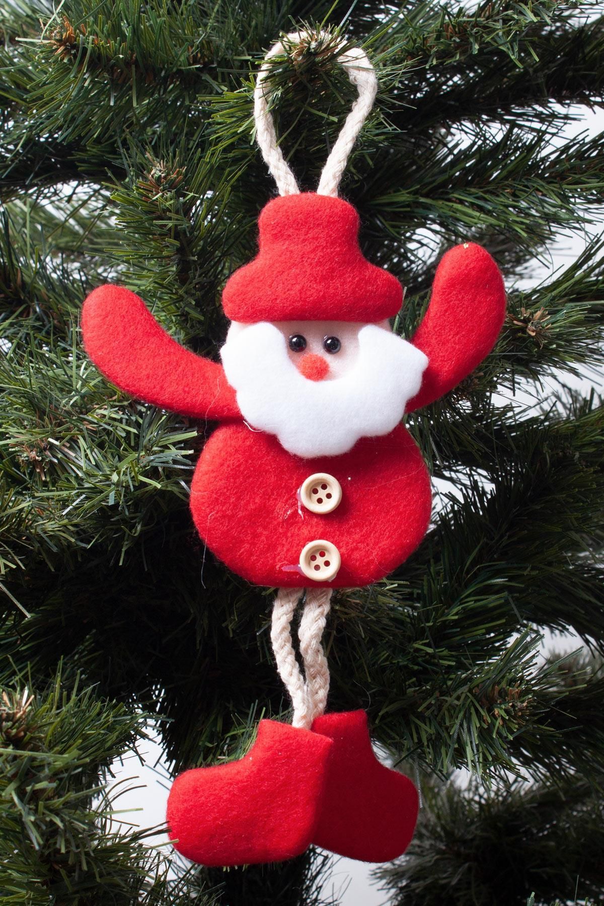 alsepeteavm Yılbaşı Noel Baba Pelüş Asma Süs Desenli 15cm