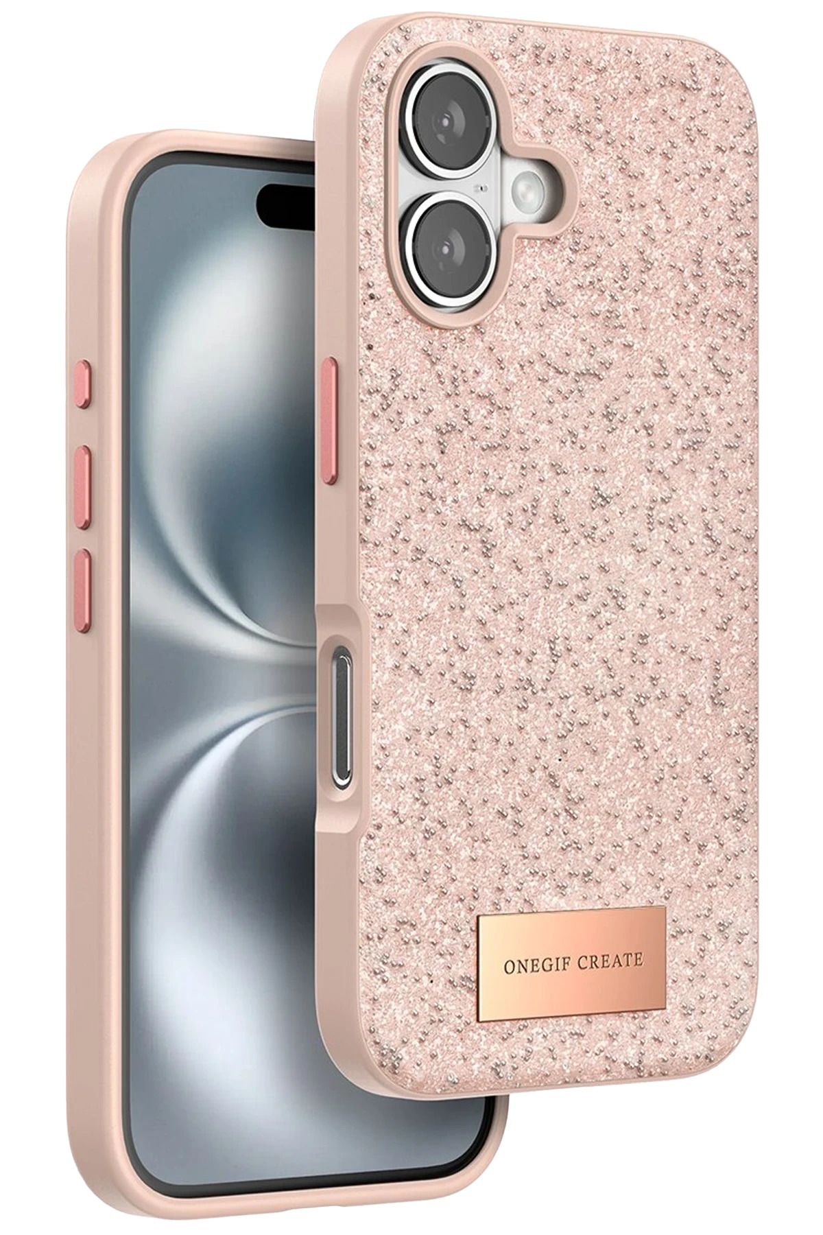 ONEGIF iPhone 16 Plus Bright Simli Kapak - Pembe YNSMR