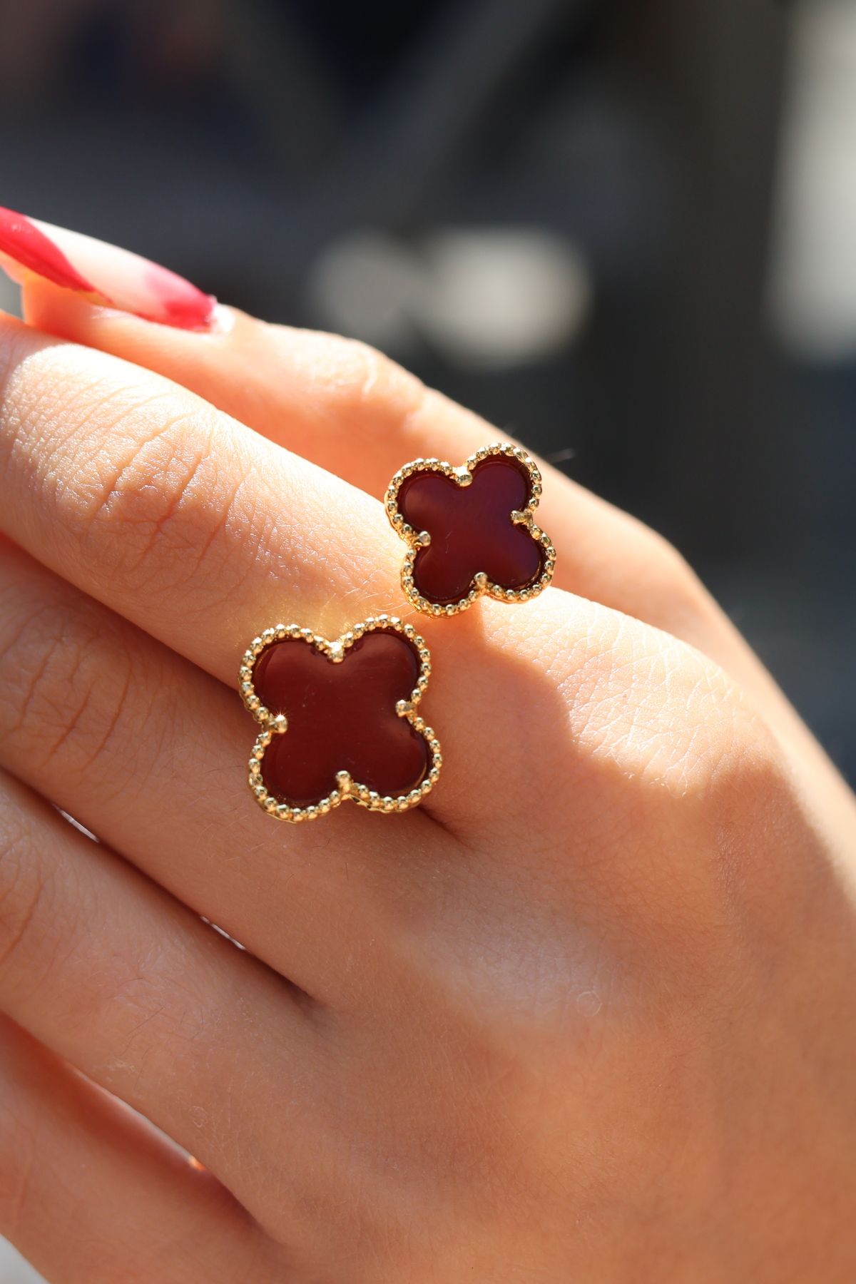 DOLCE QUEEN Kadın Van Cleef Yonca Model Ayarlanabilir Yüzük