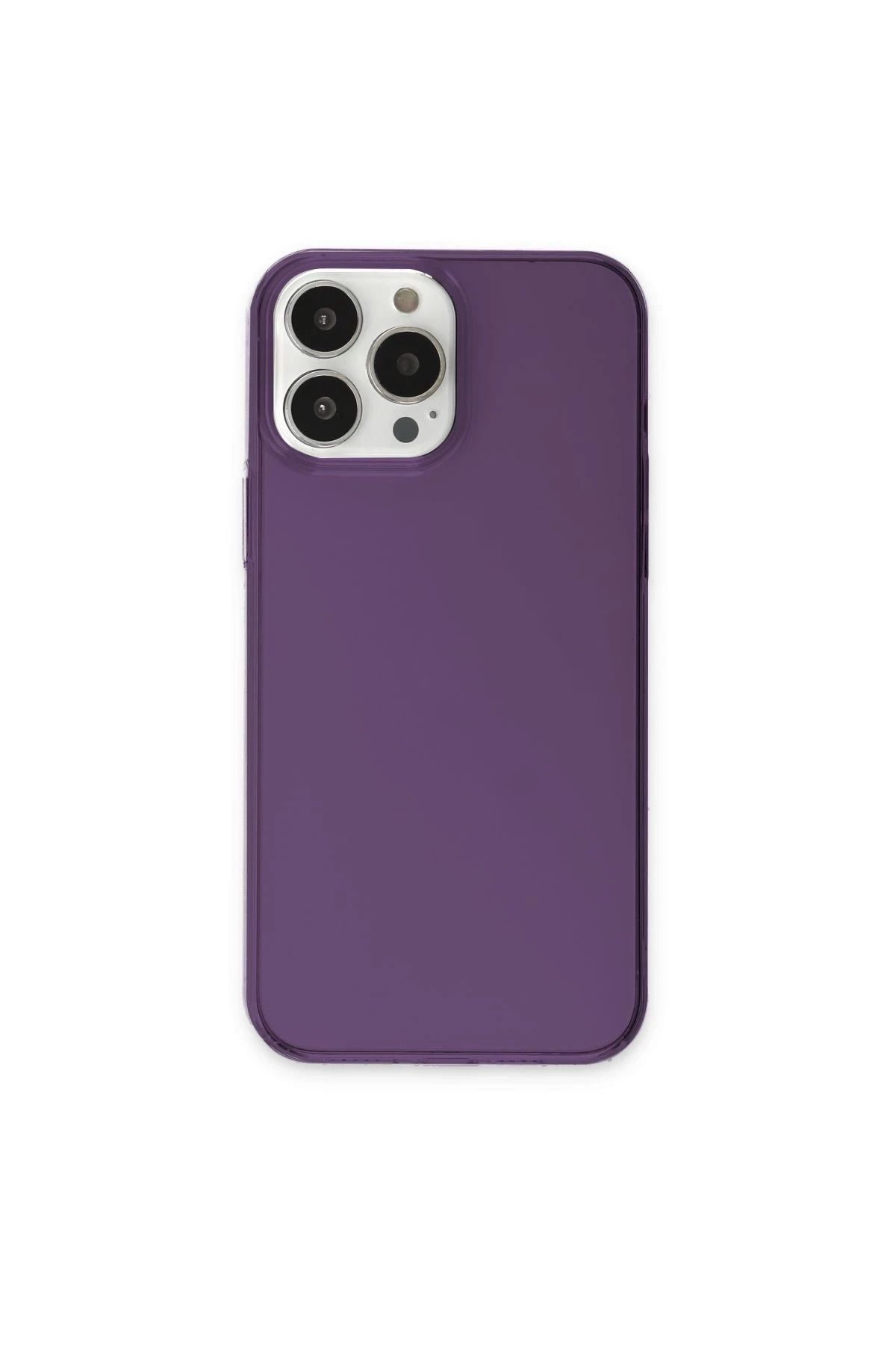 NewFace iPhone 13 Pro Max Kılıf Pc Sert Şeffaf Kapak - Mor YNSMR