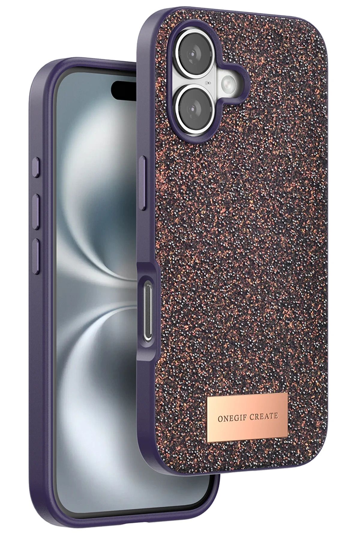 ONEGIF iPhone 16 Bright Simli Kapak - Derin Mor YNSMR