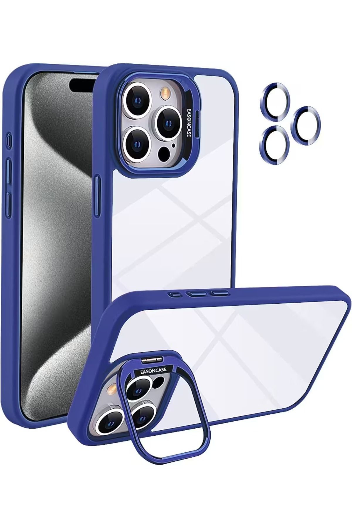 Soffany İPHONE 15 PRO MAX UYUMLU LENSLİ STANDLI KILIF