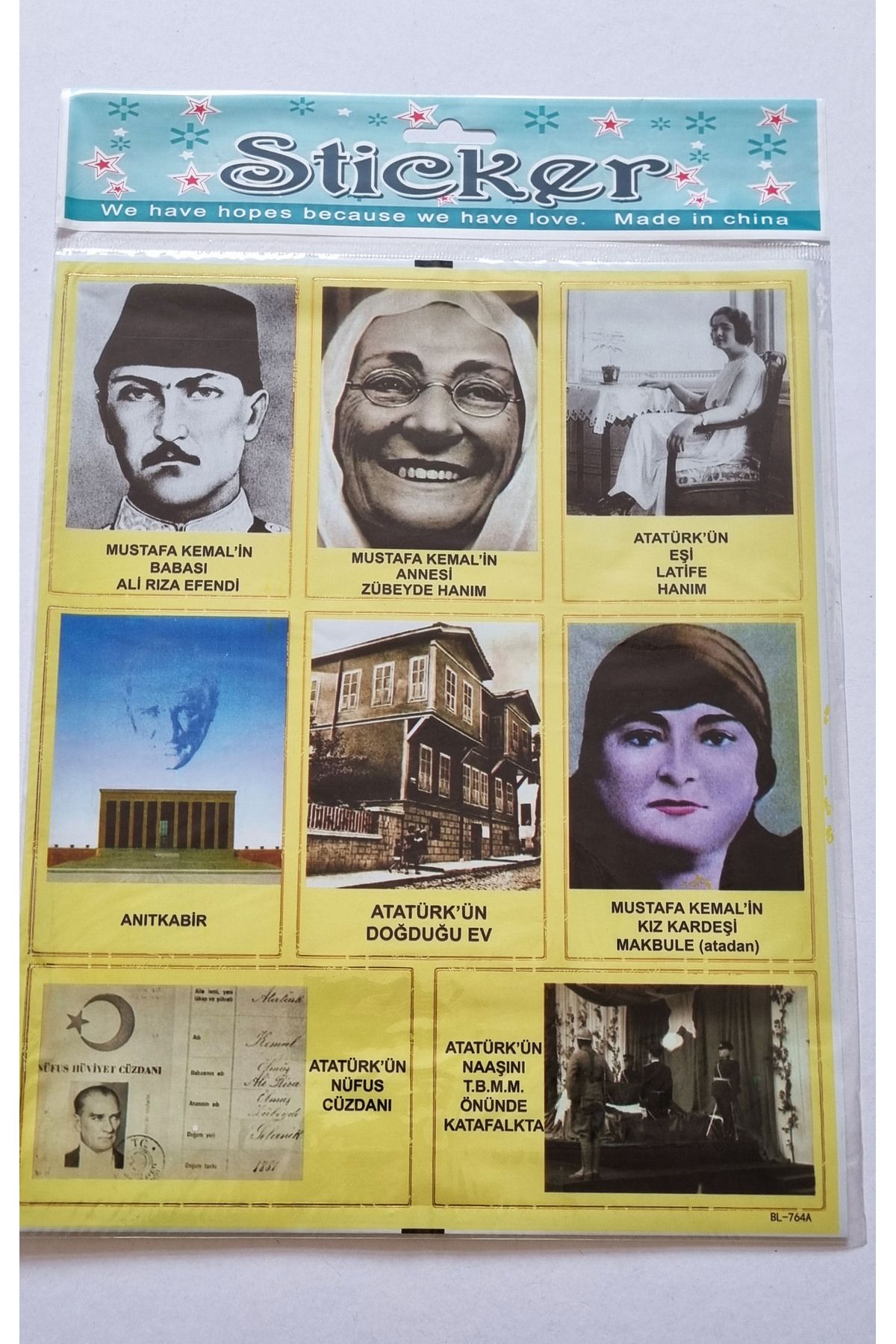 Modellino 2 Adet A4 Büyük Boy Atatürk Çıkartma Yapıştırma Sticker Sök Yapıştır Etiket