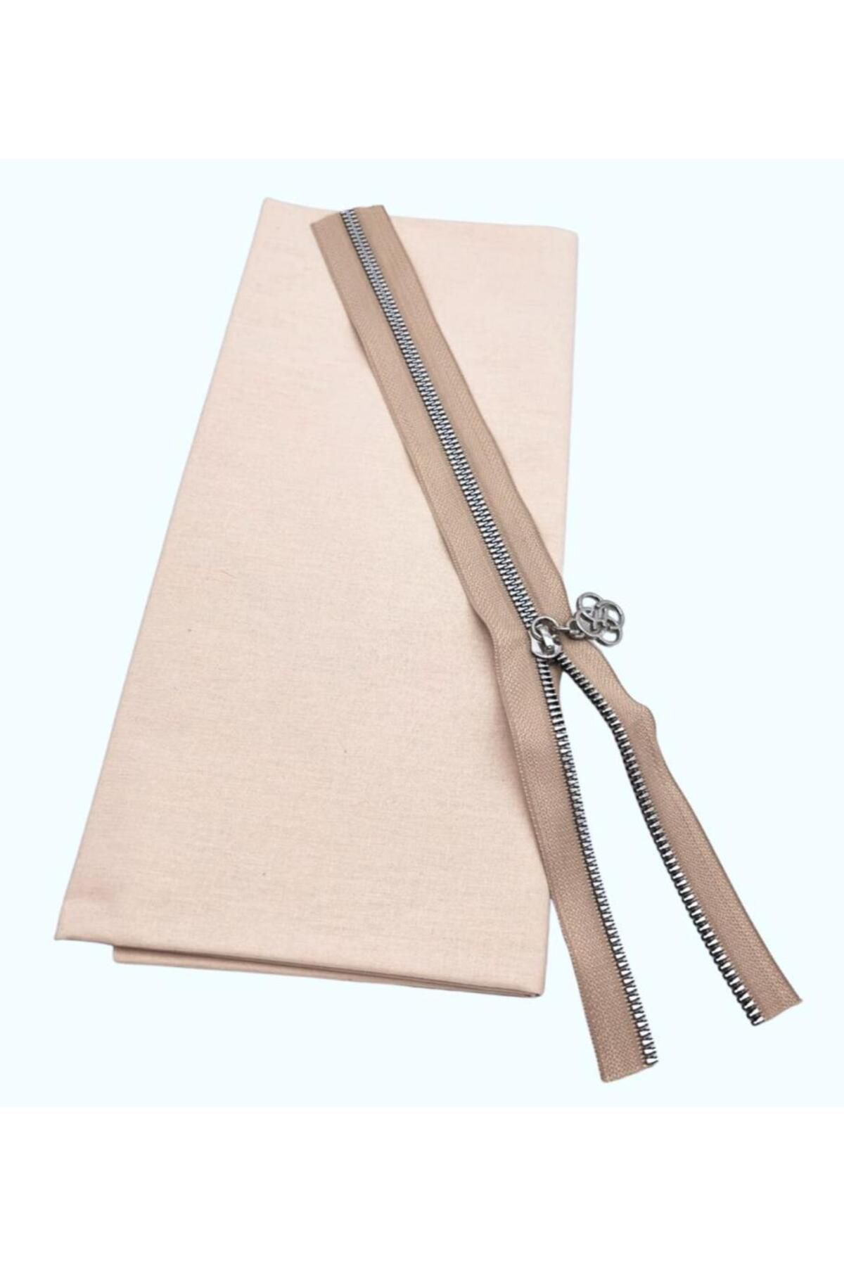 angel çanta aksesuar Angel Çanta Aksesuar 120x50 cm Pamuklu Astarlık Kumaş Bej ve 30 cm Bej Renk Fermuar