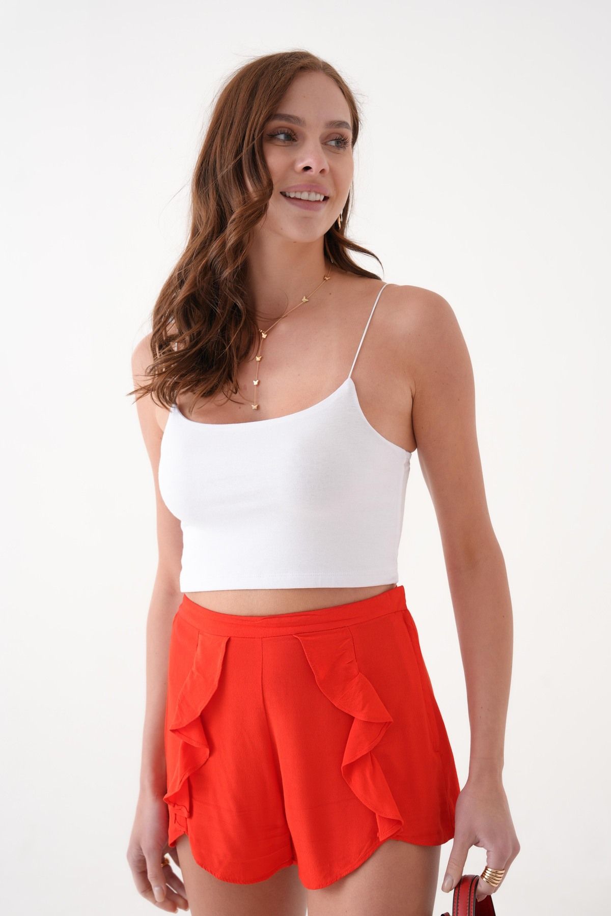 SHEMALL LUXURY İp Askılı Beyaz Crop Büstiyer 25504