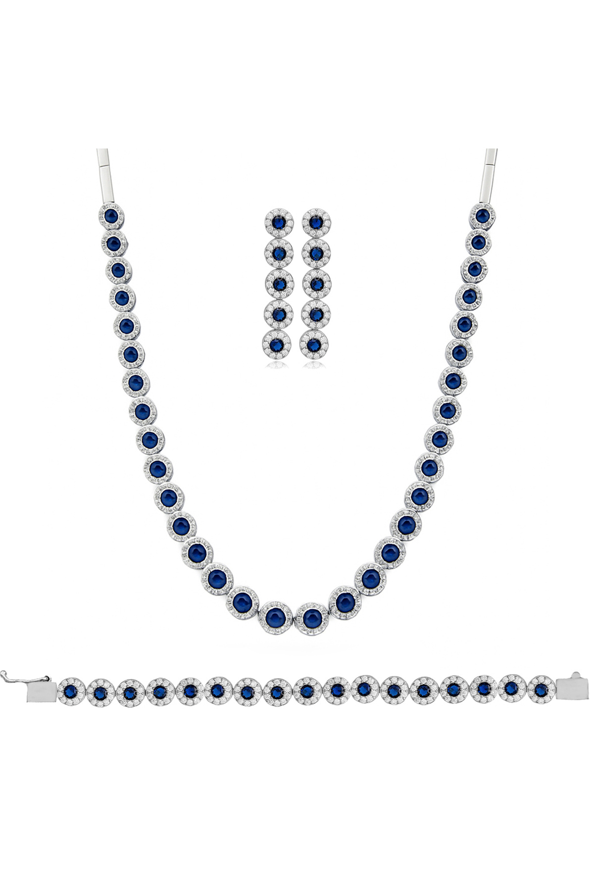 Silveranka 925 Ayar Gümüş Safir Su Yolu Takı Seti